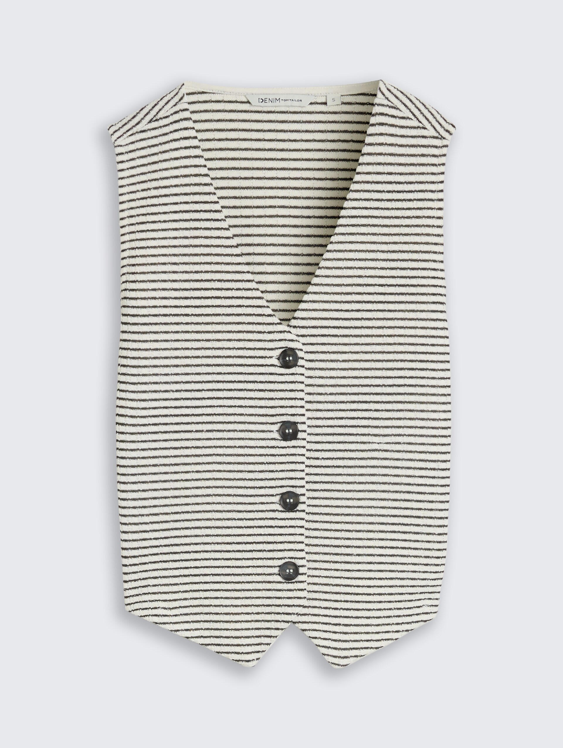 Getailleerd jacquard blazer-vest - white black knit stripe