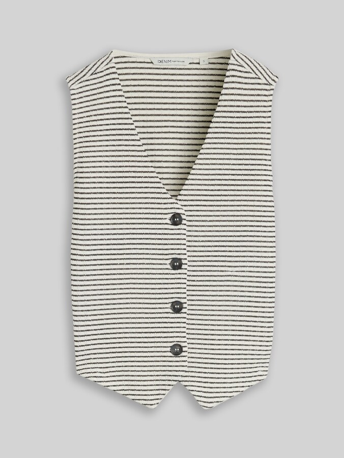Gilet blazer ajusté en jacquard par Denim Female, white black knit stripe