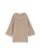 Ausgewählt, Plus Size - Loose Fit Strickpullover mit Lochmuster von Tom Tailor, grau