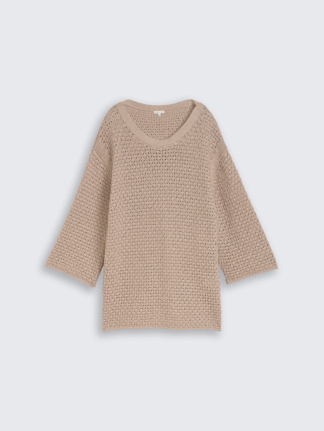 Plus Size - Loose Fit Strickpullover mit Lochmuster - soft taupe grey
