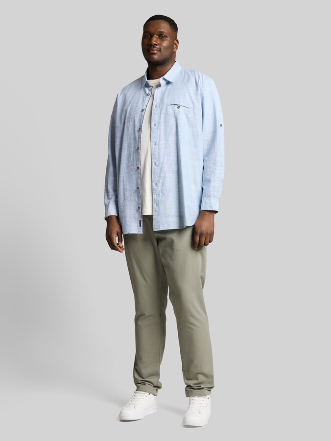 Plus Size - Regular Fit Hemd mit Turn-Up-Funktion von Men Plus Size, blue petrol structure