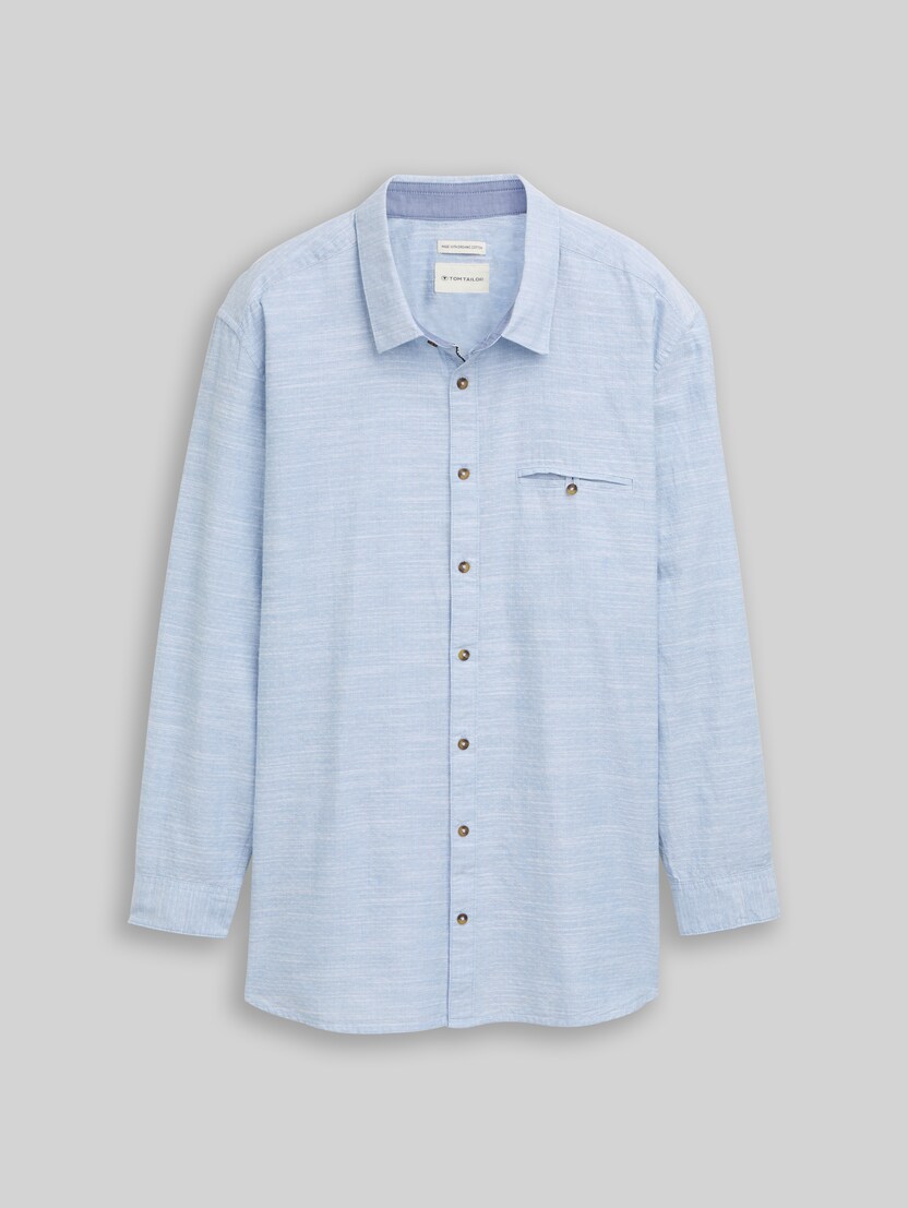Plus Size – regular fit shirt with turn-up function by Men Plus Size, blue petrol structure