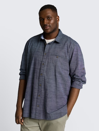 Plus Size - Regular Fit Hemd mit Turn-Up-Funktion von Men Plus Size, navy blue structure