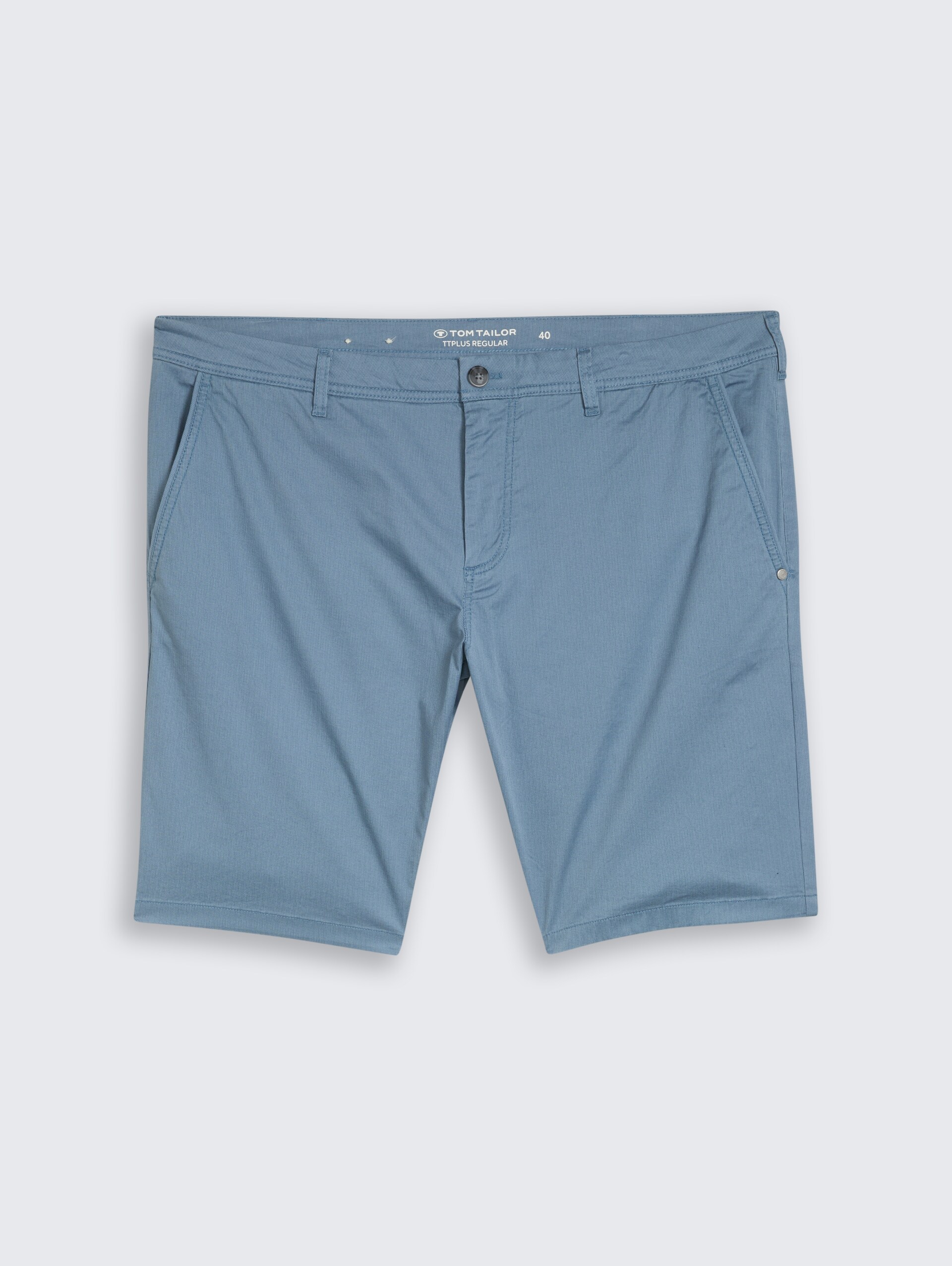 Plus Size - Slim Chino Shorts - blue mini geometric print - Vorder-Produkt-Ansicht