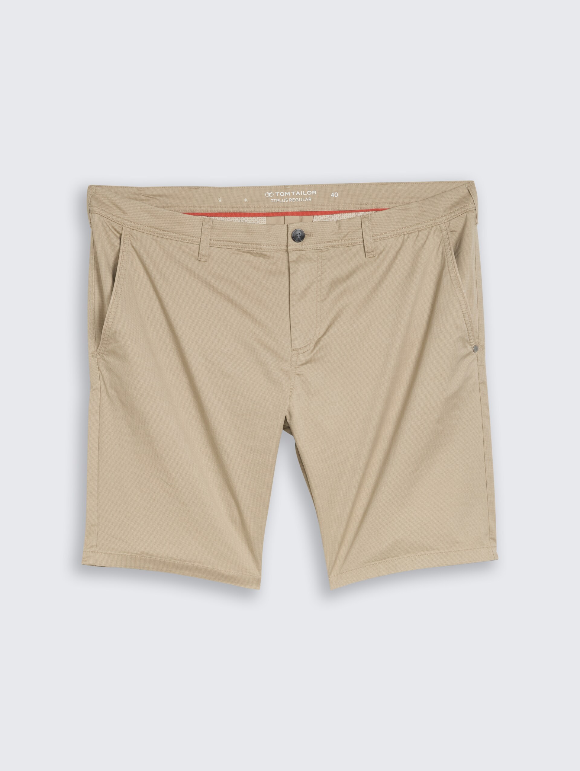 Plus Size - Slim Chino Shorts - beige mini geometric print - Vorder-Produkt-Ansicht