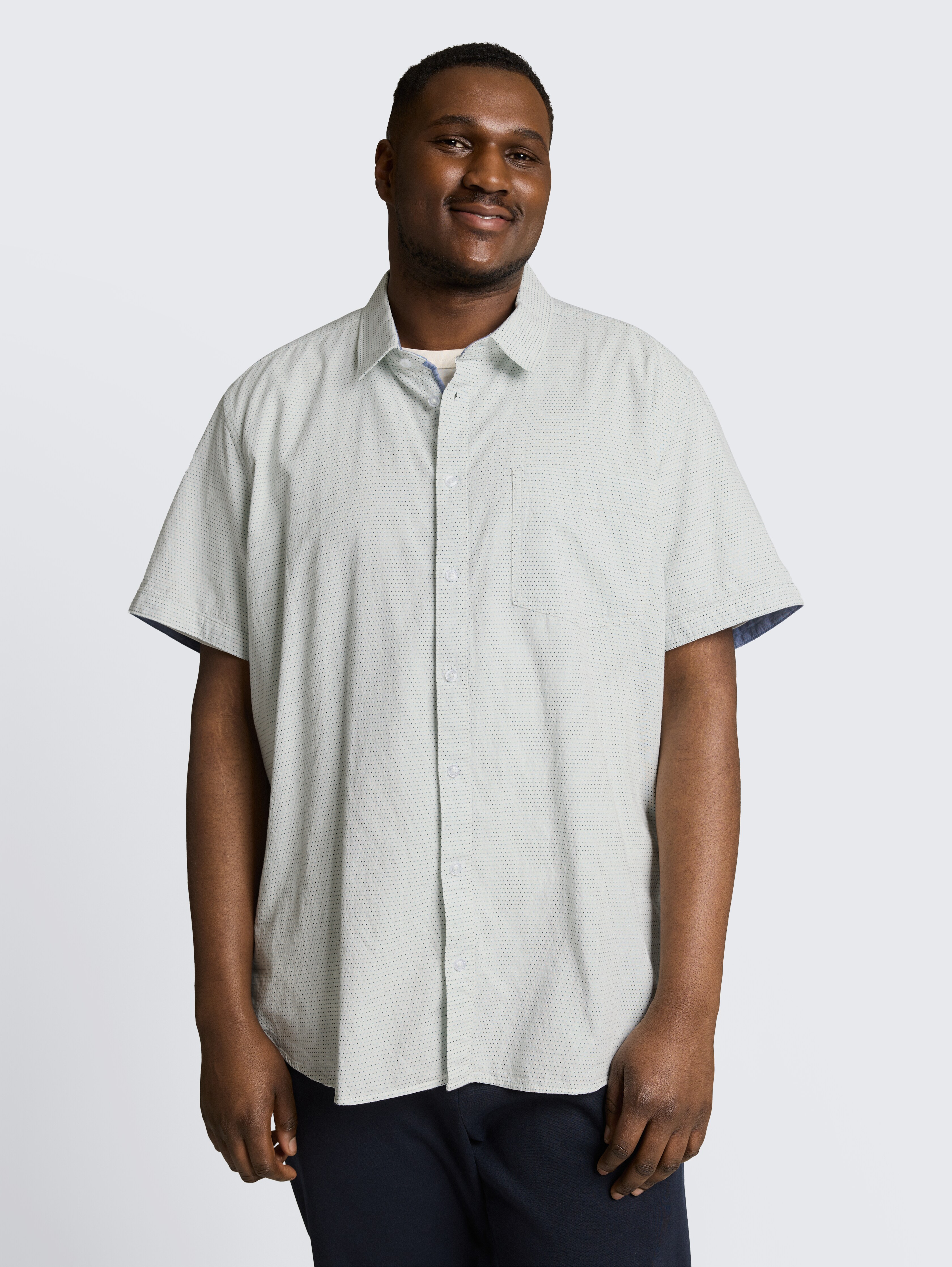 Plus Size - Regular Fit Kurzarmhemd aus Baumwolle von Men Plus Size, gardenia white dot structure