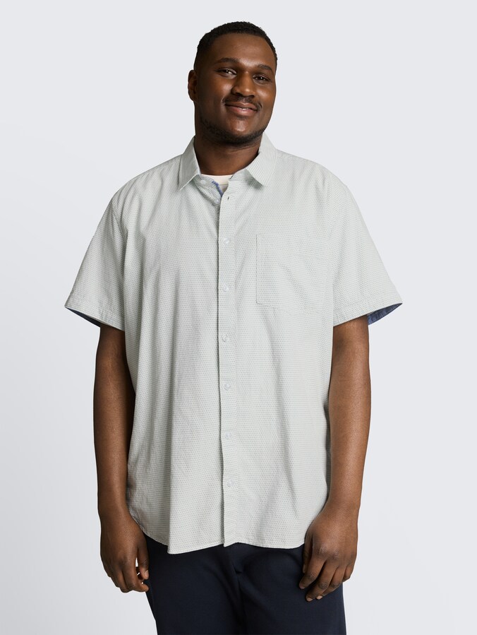 Plus Size - Regular Fit katoenen shirt met korte mouwen door Men Plus Size, gardenia white dot structure