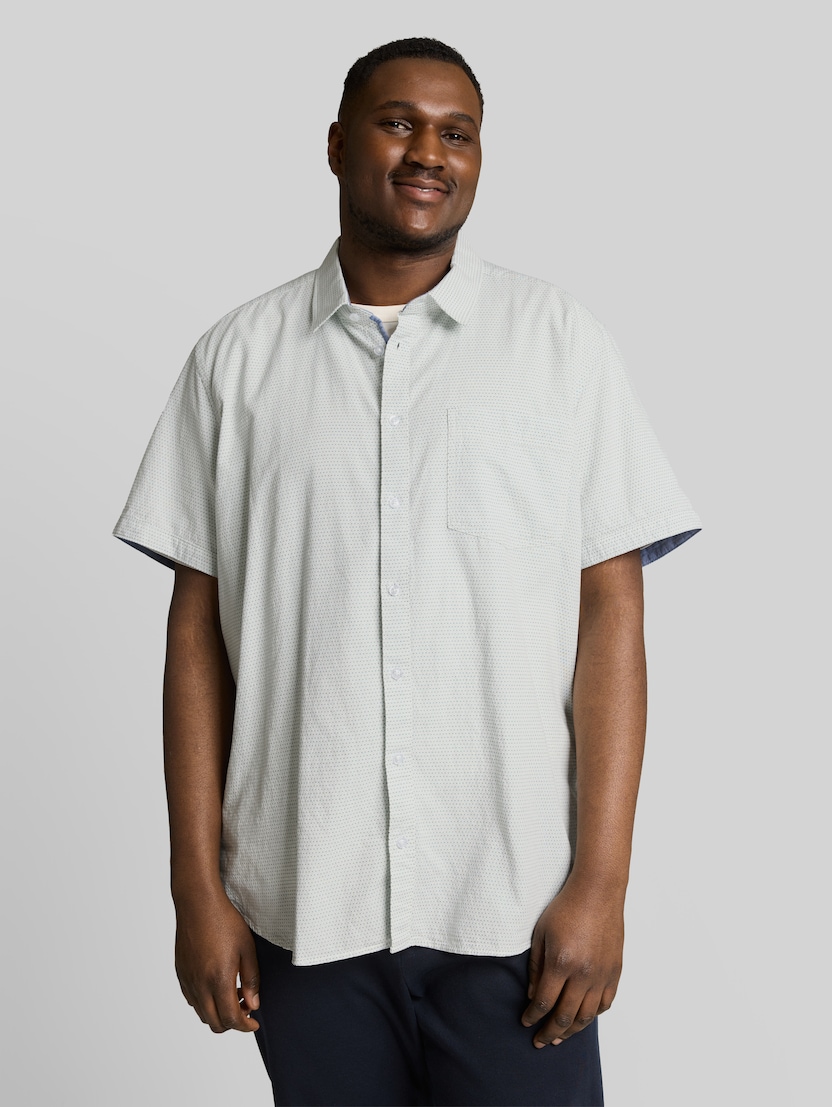 Plus Size - Regular Fit Kurzarmhemd aus Baumwolle von Men Plus Size, gardenia white dot structure