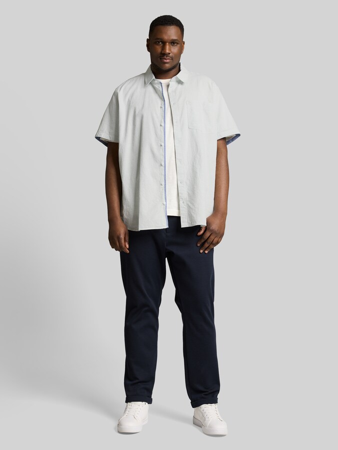 Plus Size - regular fit short-sleeved cotton shirt by Men Plus Size, gardenia white dot structure