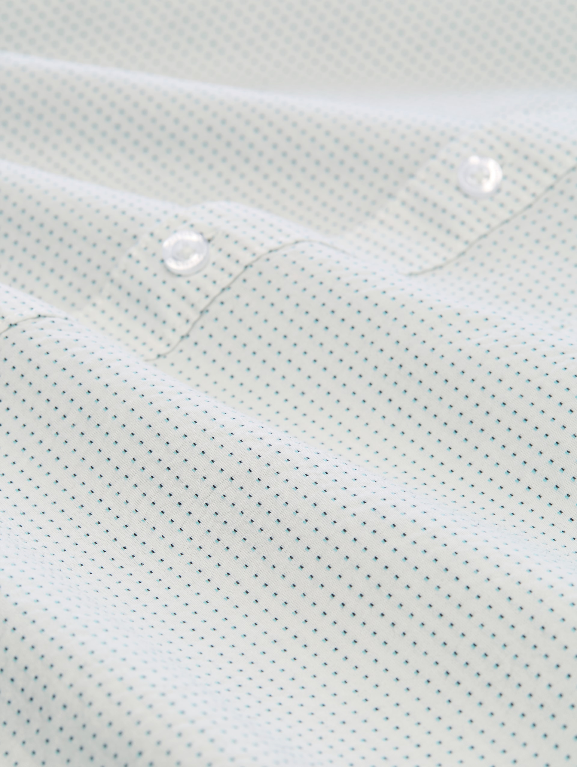 Plus Size - Regular Fit Kurzarmhemd aus Baumwolle - gardenia white dot structure - Material-Ansicht