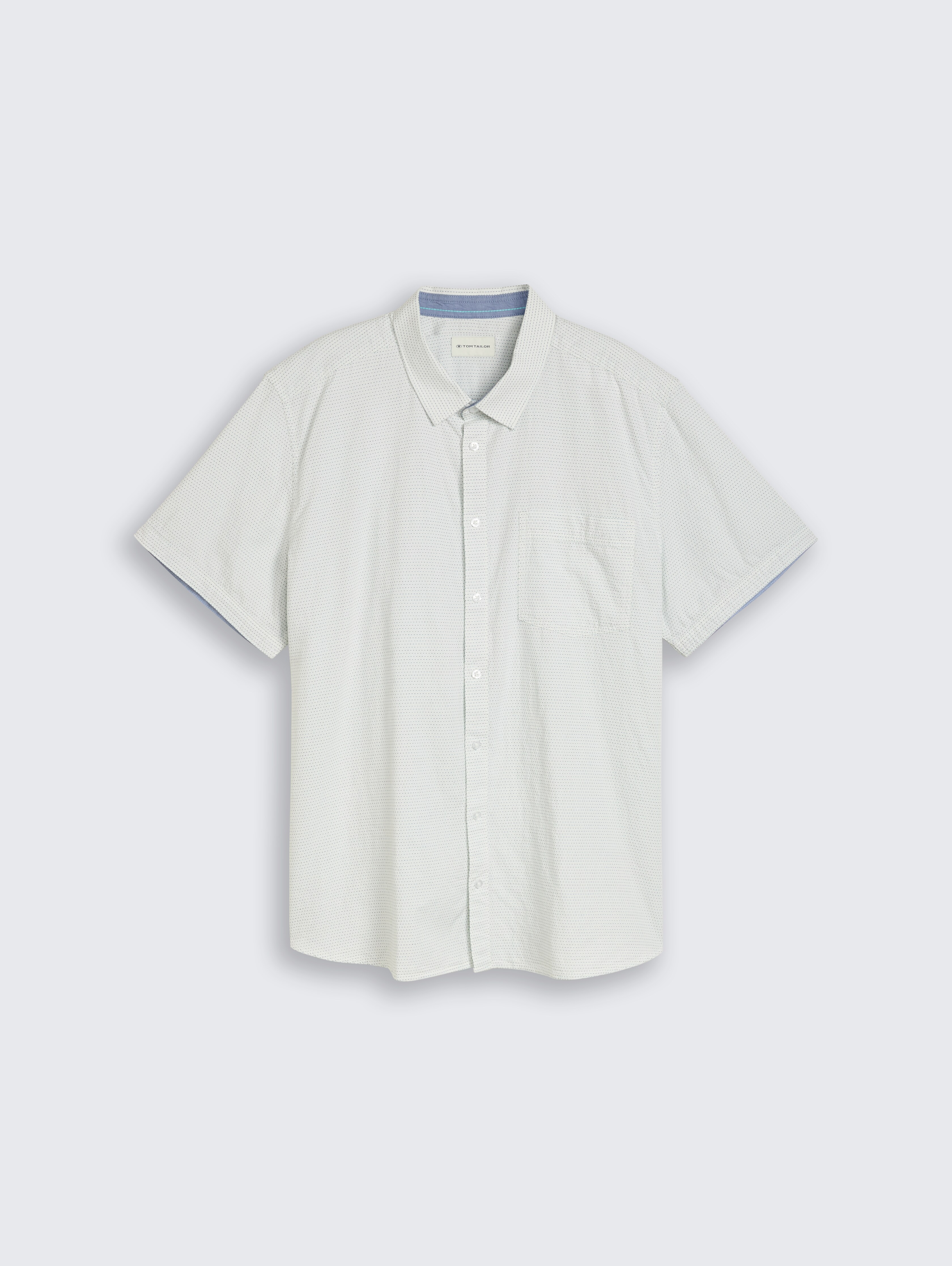 Plus Size - regular fit short-sleeved cotton shirt by Men Plus Size, gardenia white dot structure