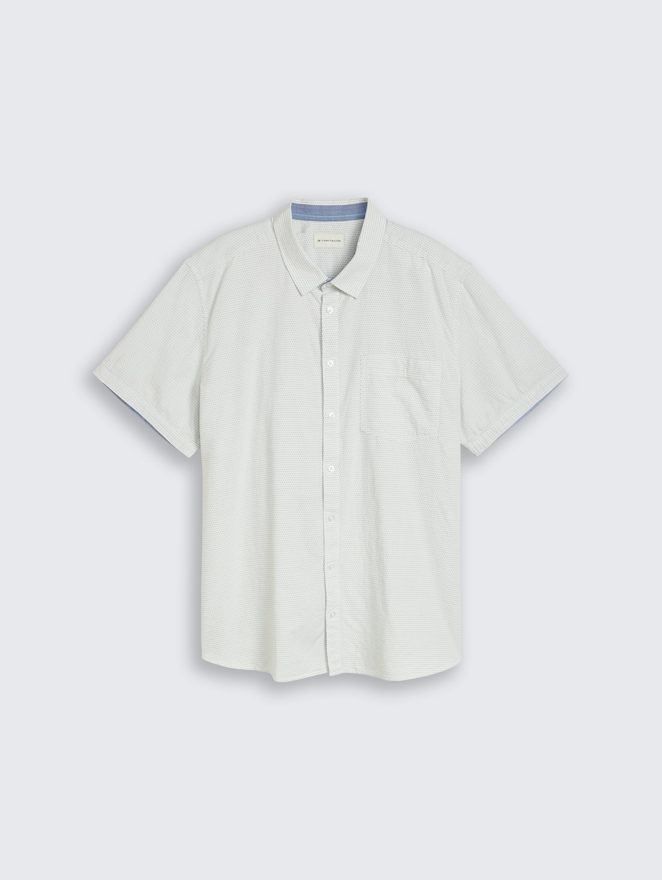 Plus Size - Regular Fit katoenen shirt met korte mouwen - gardenia_white_dot_structure - 