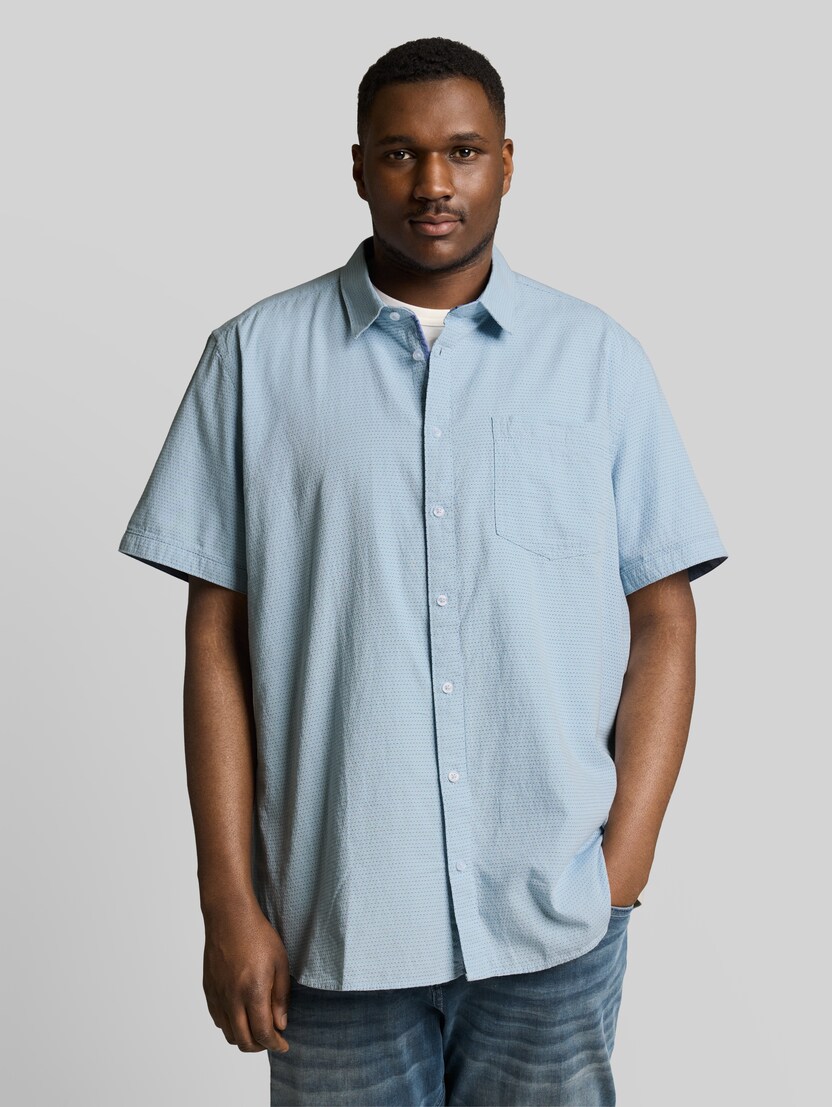 Plus Size - Regular Fit Kurzarmhemd aus Baumwolle von Men Plus Size, light blue dot structure