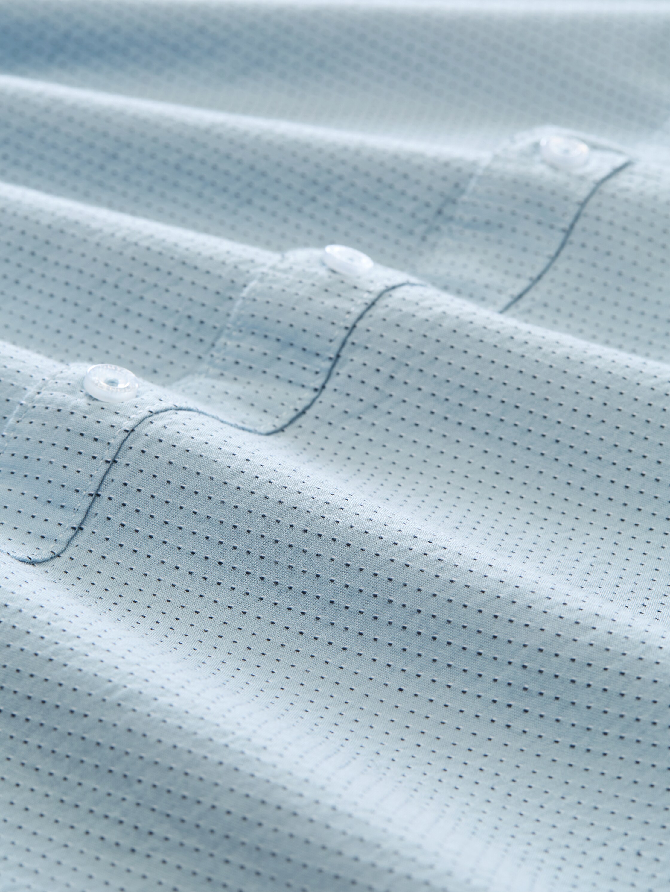 Plus Size - Regular Fit Kurzarmhemd aus Baumwolle - light_blue_dot_structure - 