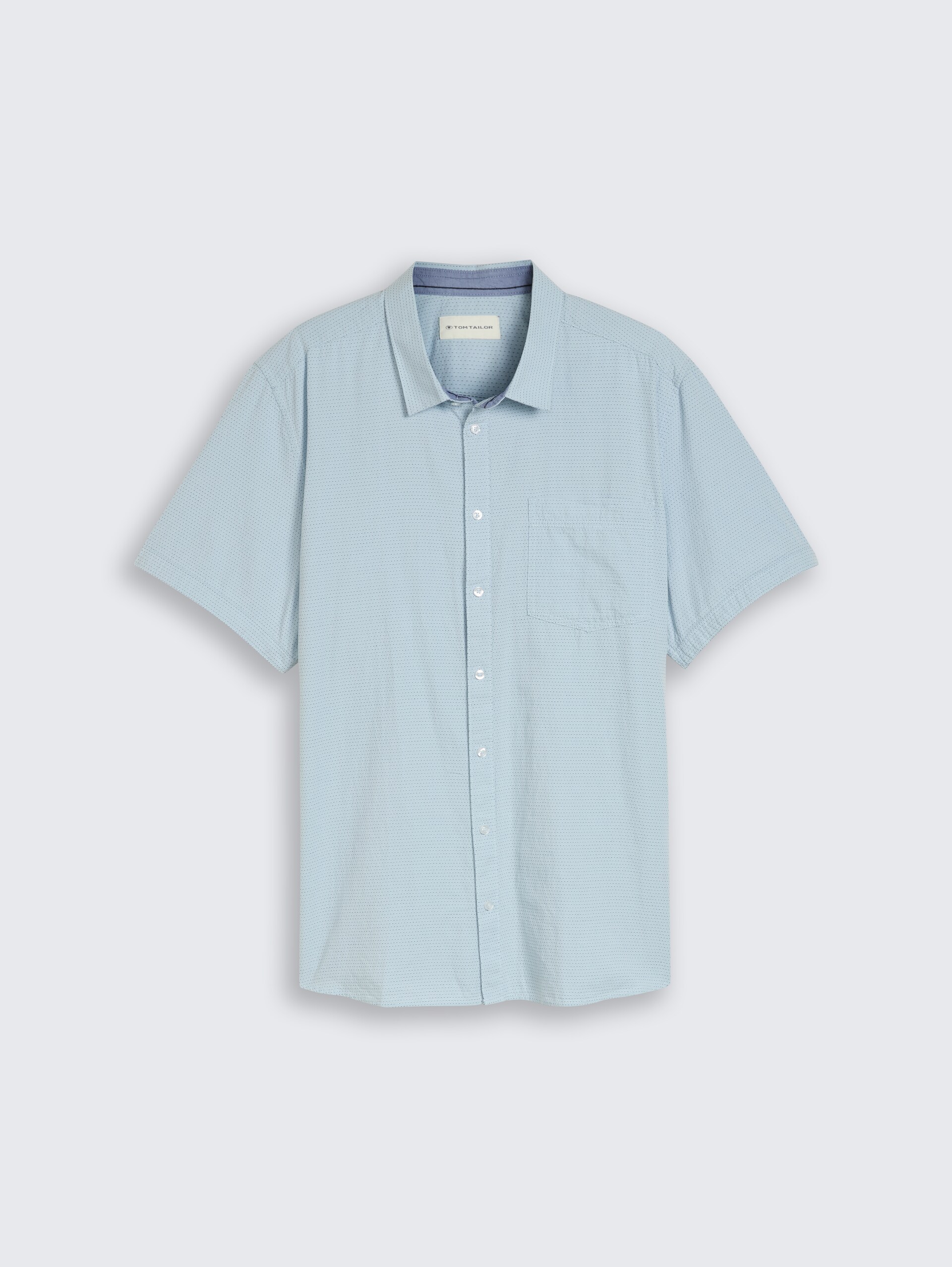 Plus Size - Regular Fit katoenen shirt met korte mouwen - light blue dot structure - Product vooraanzicht