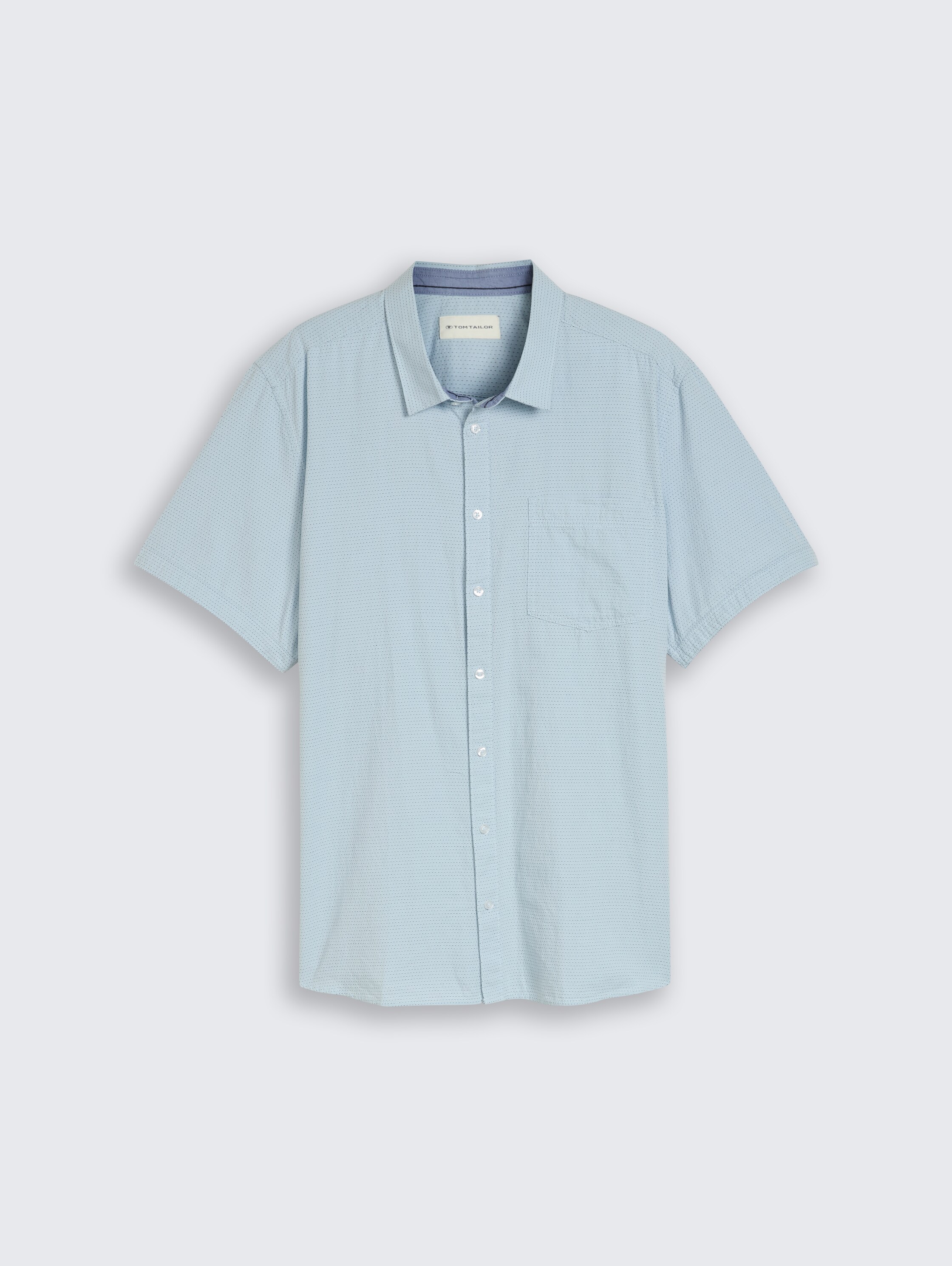 Plus Size - Regular Fit Kurzarmhemd aus Baumwolle - light_blue_dot_structure - 