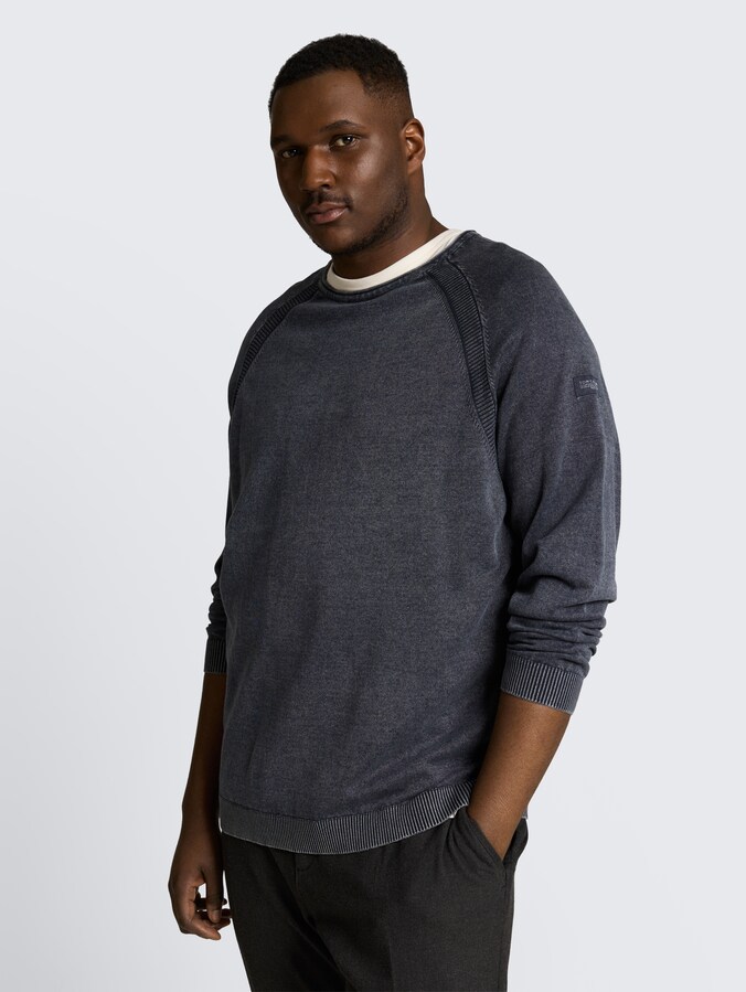 Plus Size - Gebreide trui van katoen door Men Plus Size, sky captain blue