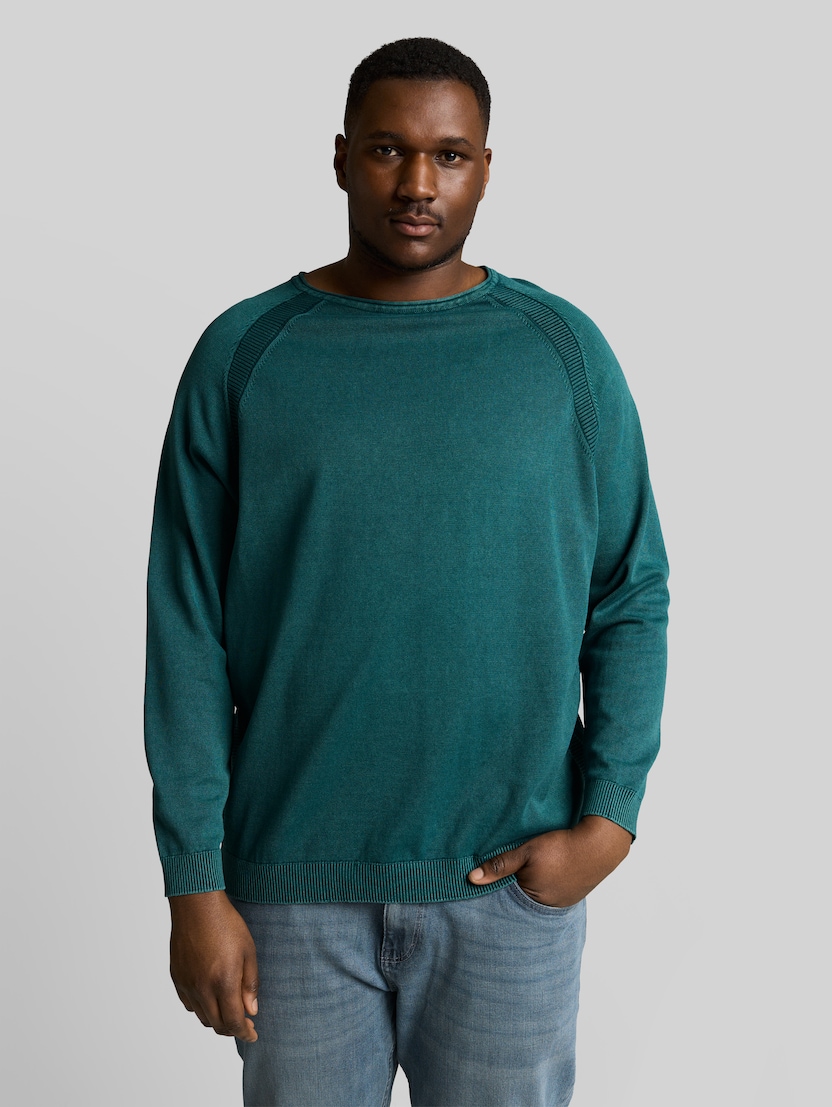 Plus Size - Strickpullover aus Baumwolle von Men Plus Size, Deep Meadow Green