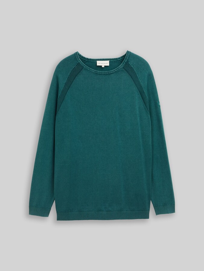 Plus Size - katoenen gebreide trui door Men Plus Size, Deep Meadow Green