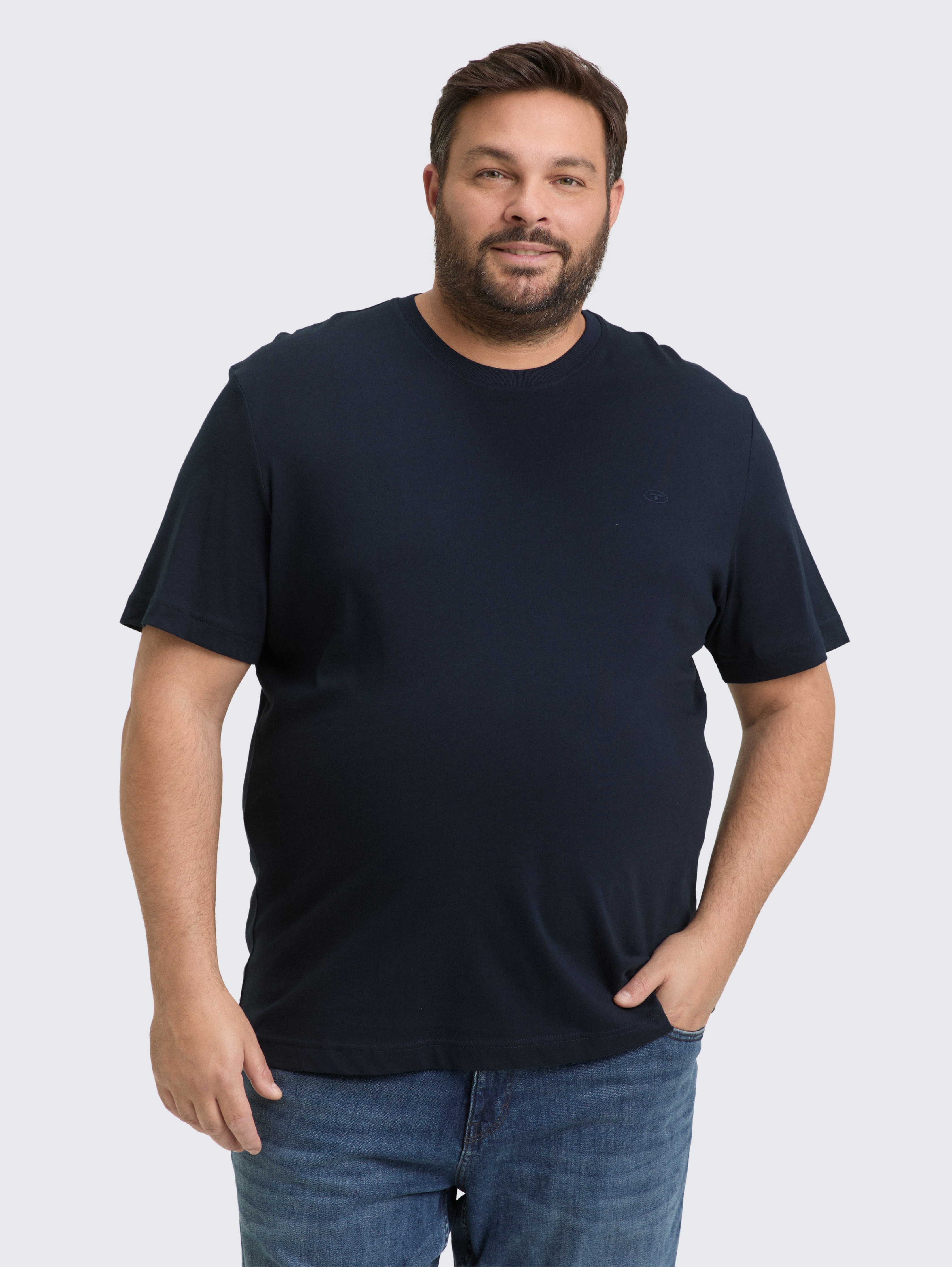 Plus Size - T-Shirt mit Logo-Stickerei von Men Plus Size, sky captain blue