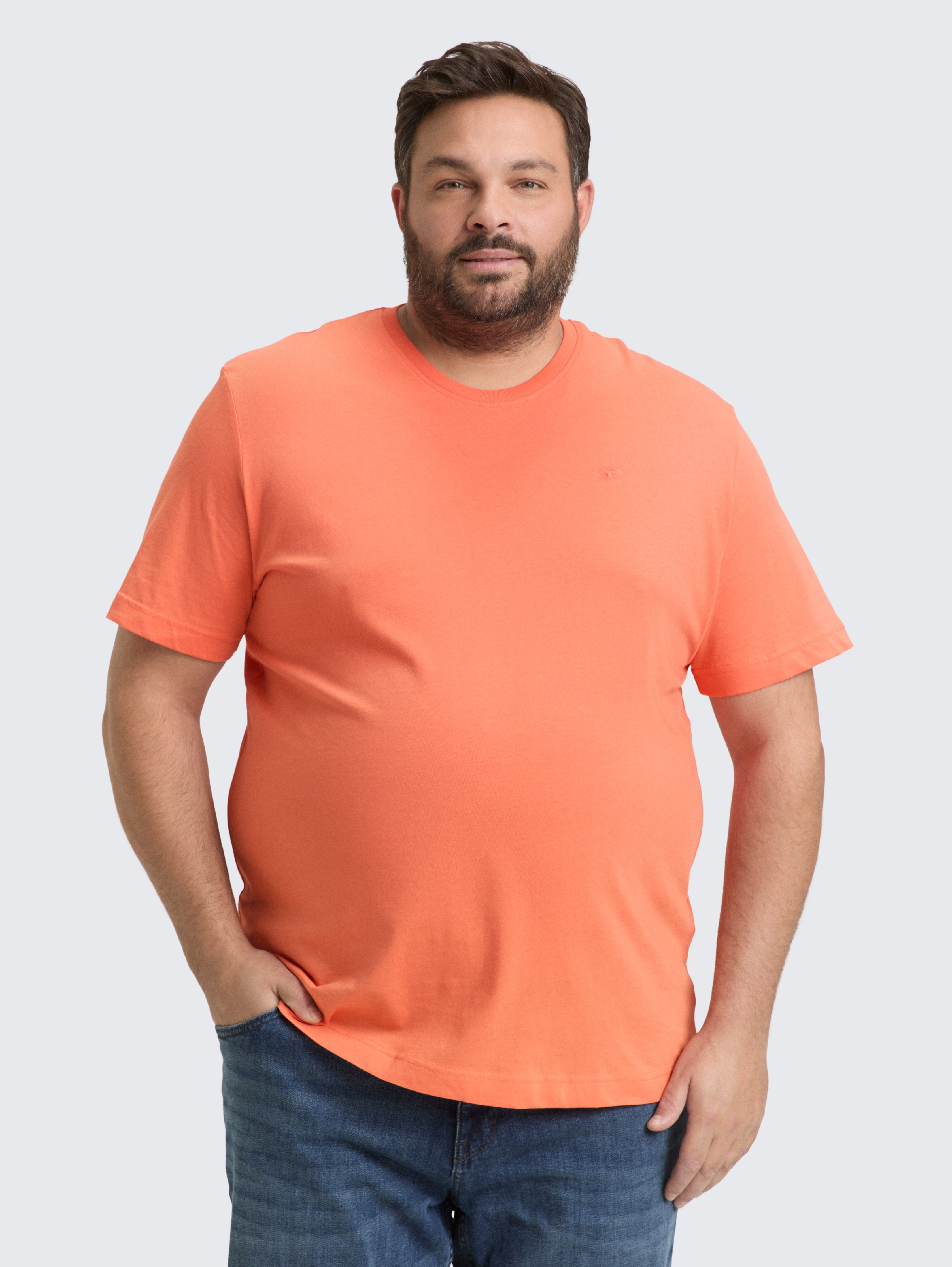 Plus Size - T-Shirt mit Logo-Stickerei von Men Plus Size, Wild Coral