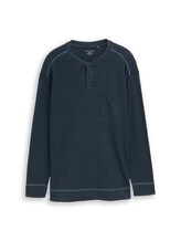 Ausgewählt, Plus Size - Henley Langarmshirt mit Waffelstruktur von Tom Tailor, blau