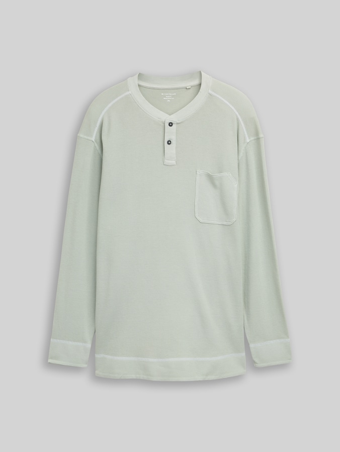 Plus Size - Henley Langarmshirt mit Waffelstruktur von Men Plus Size, soft greyish green