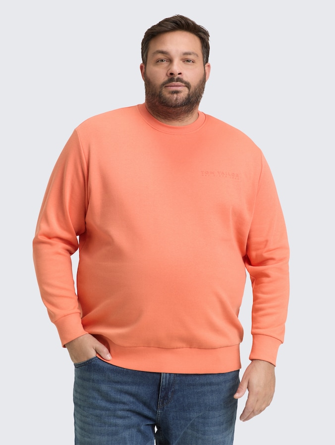 Plus Size - Sweatshirt with logo print by Men Plus Size, Wild Coral