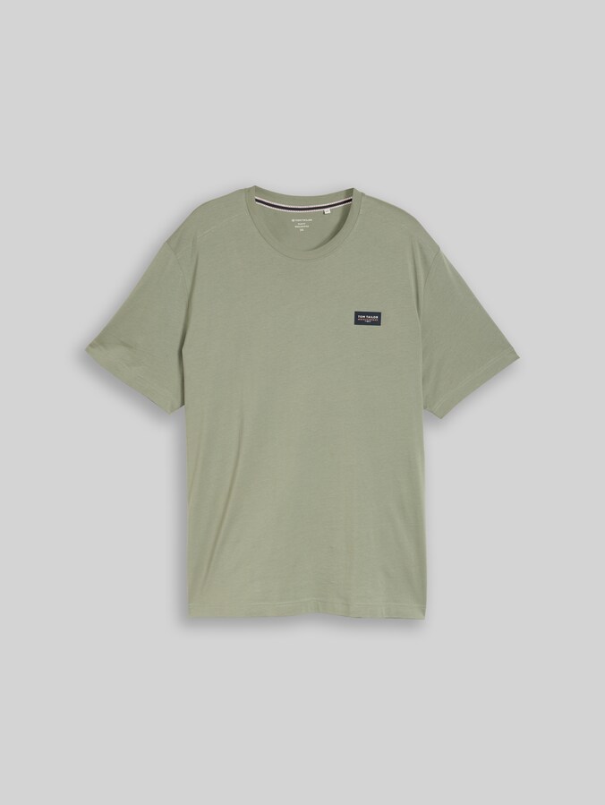 Plus Size - T-Shirt aus Baumwolle mit Logo-Badge von Men Plus Size, Greyish Shadow Olive
