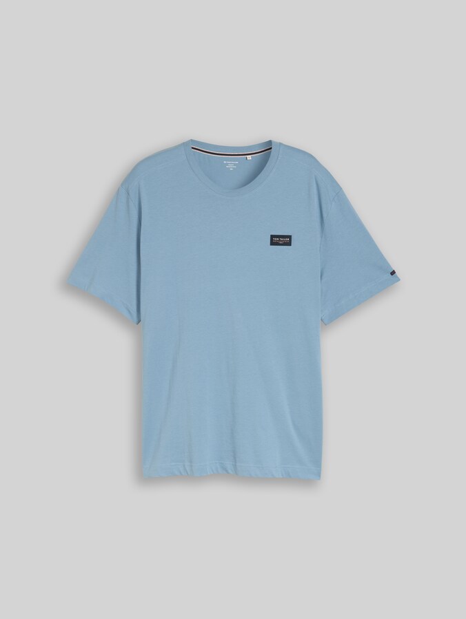 Plus Size - T-Shirt aus Baumwolle mit Logo-Badge von Men Plus Size, mountain spring blue