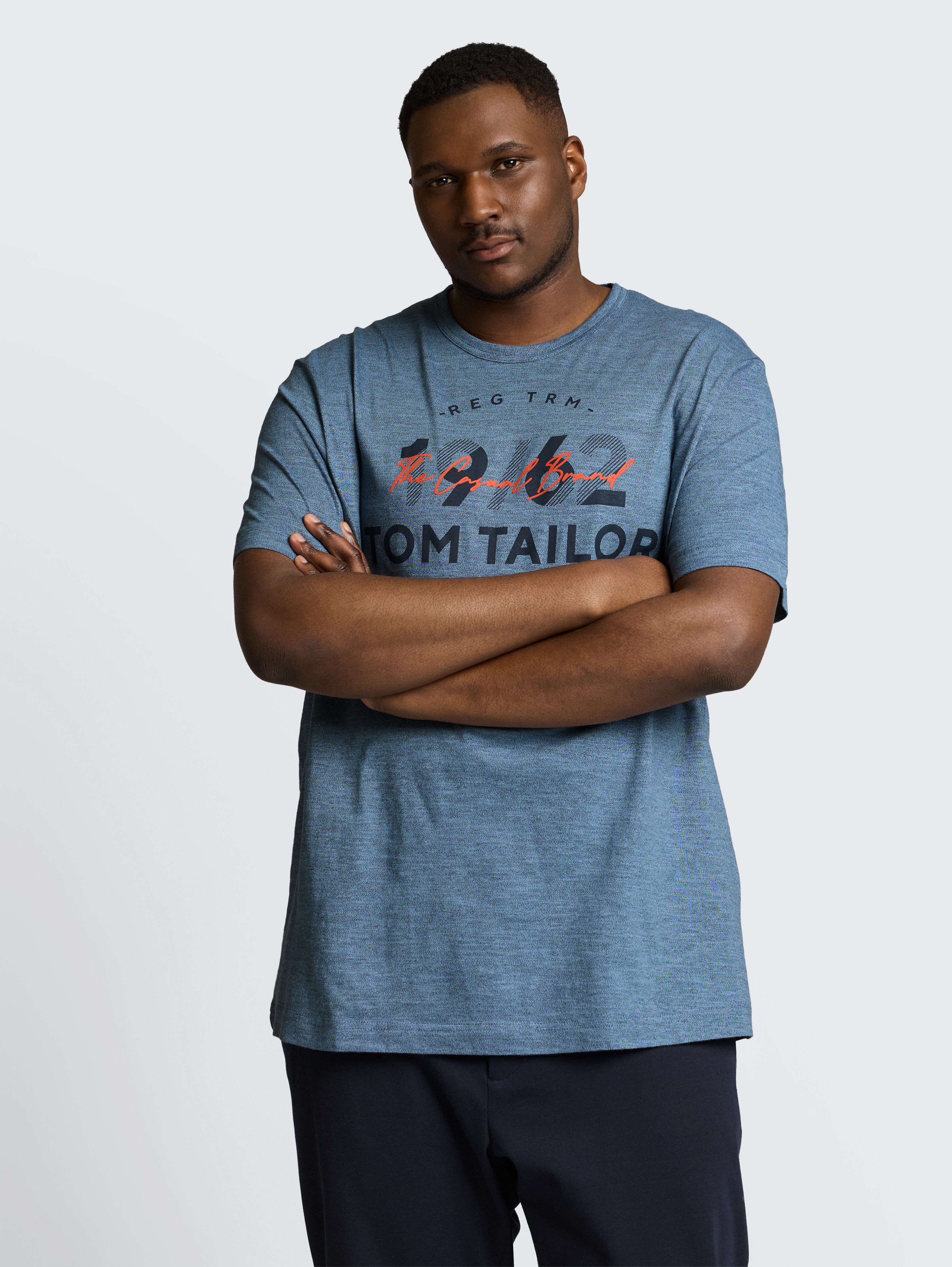 Plus Size - T-Shirt mit Logo-Print von Men Plus Size, spring blue navy injected