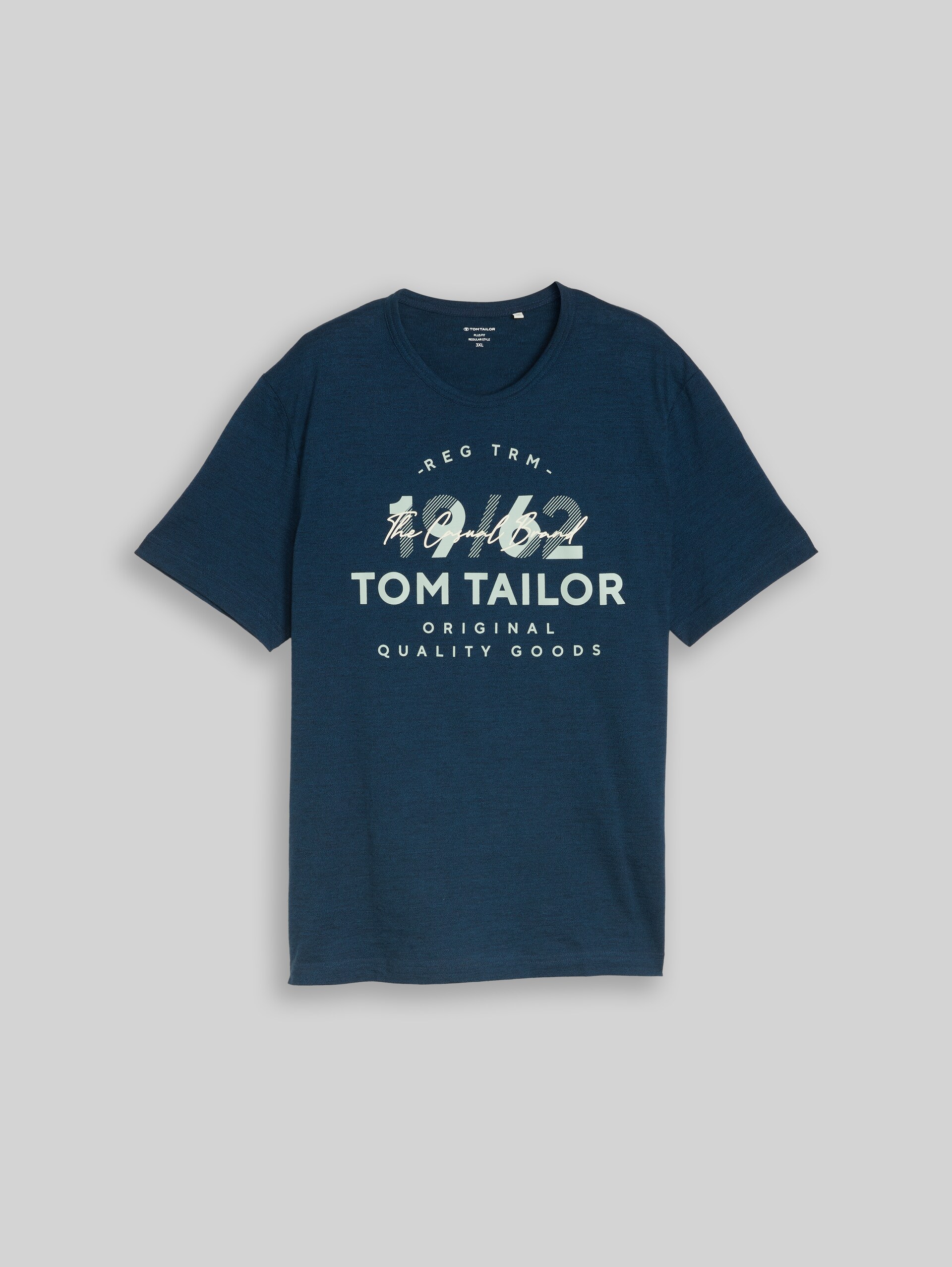 Plus Size - T-Shirt mit Logo-Print - navy blue petrol injected - Vorder-Produkt-Ansicht