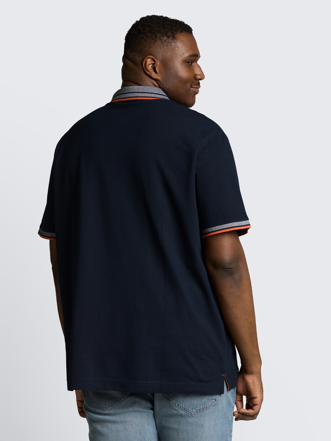 Plus Size - Piqué Poloshirt mit Logo-Print - sky captain blue