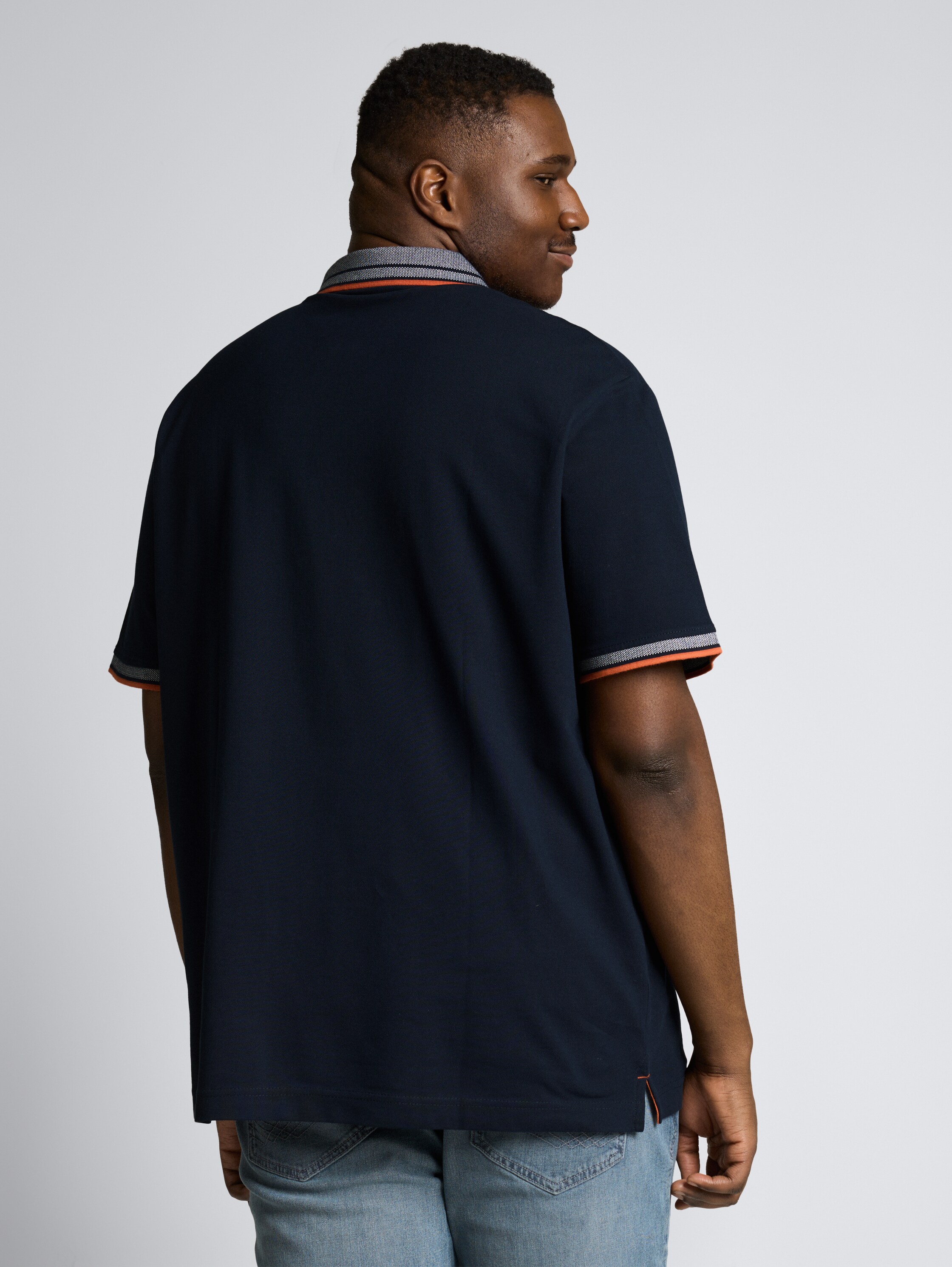 Plus Size - Piqué poloshirt met logo-print - sky captain blue