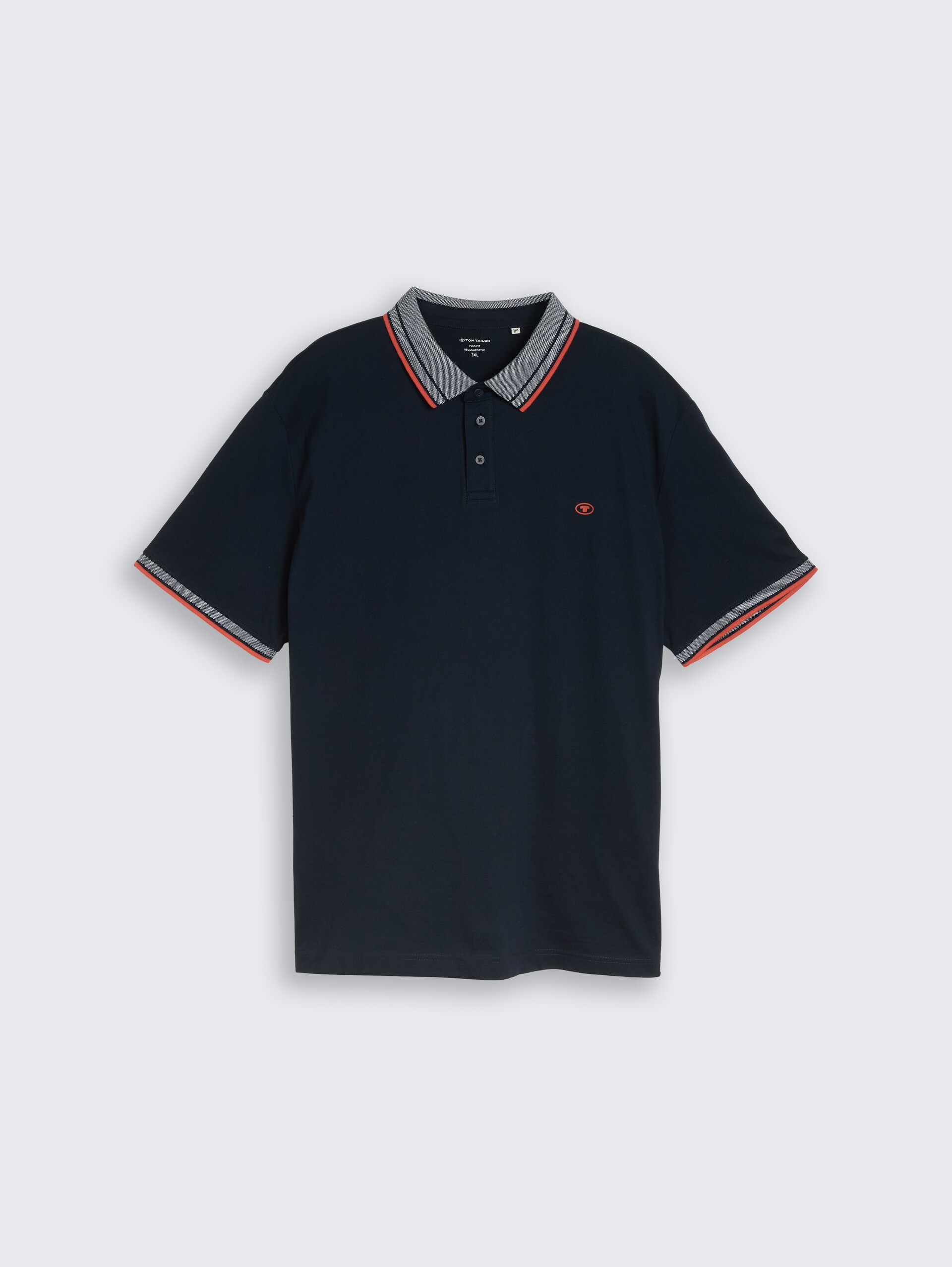 Plus Size - Piqué Poloshirt mit Logo-Print - sky captain blue