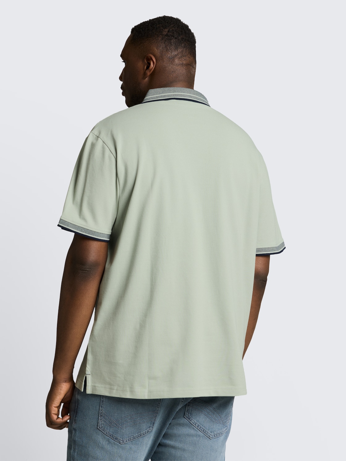 Plus Size - Piqué Poloshirt mit Logo-Print - soft greyish green