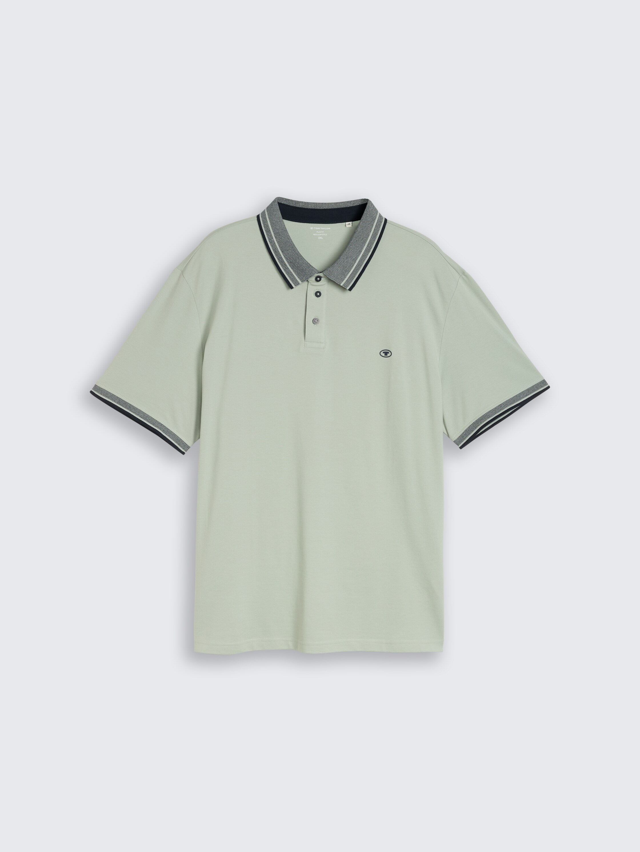 Plus Size - Piqué Poloshirt mit Logo-Print - soft greyish green