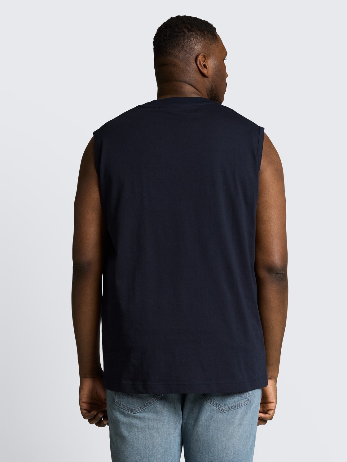 Plus Size - Tanktop mit Print - sky captain blue - Auschnitt Model-Rückansicht