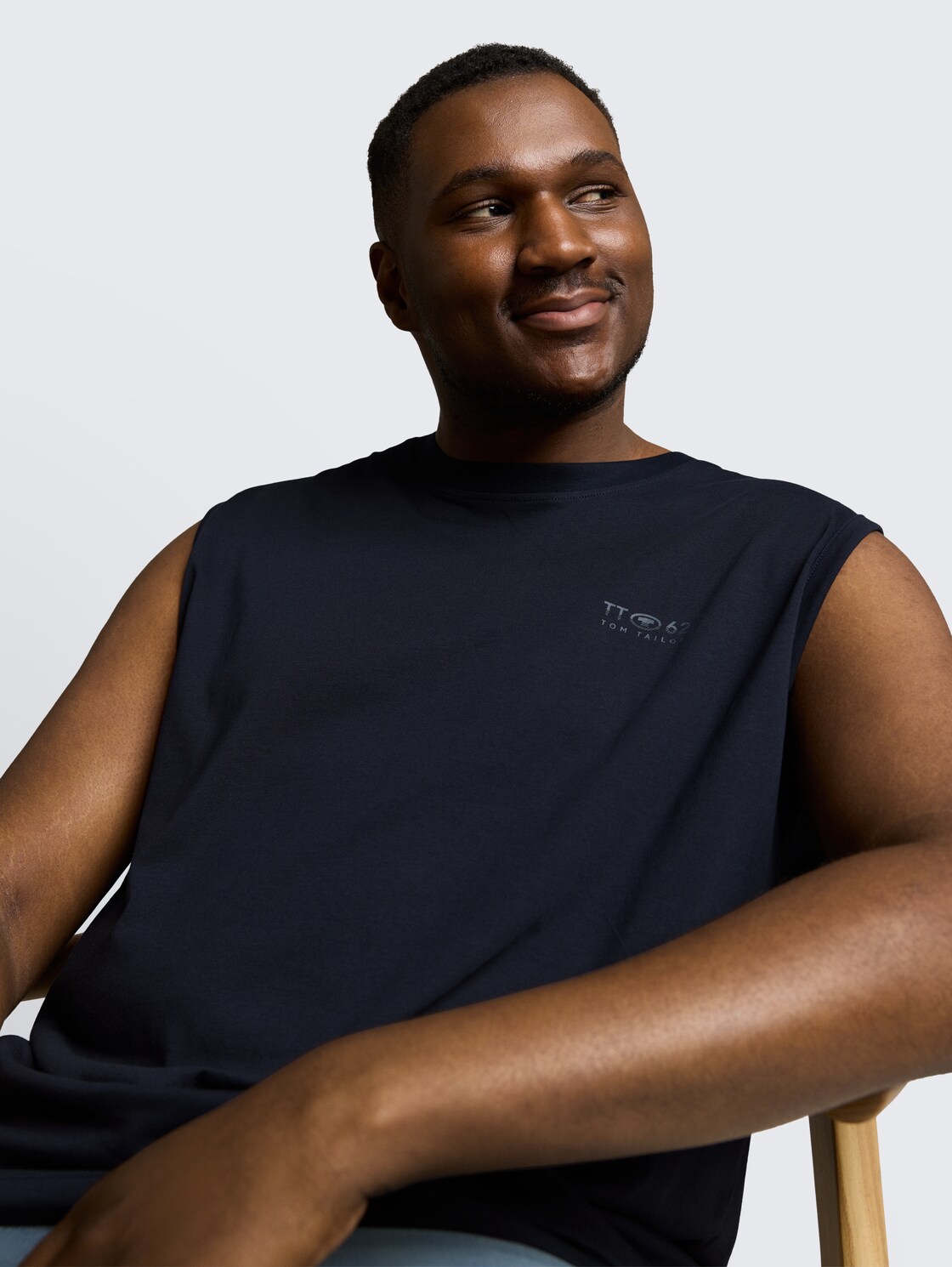 Plus Size - Tanktop mit Print - sky captain blue - Detail-Model-Ansicht