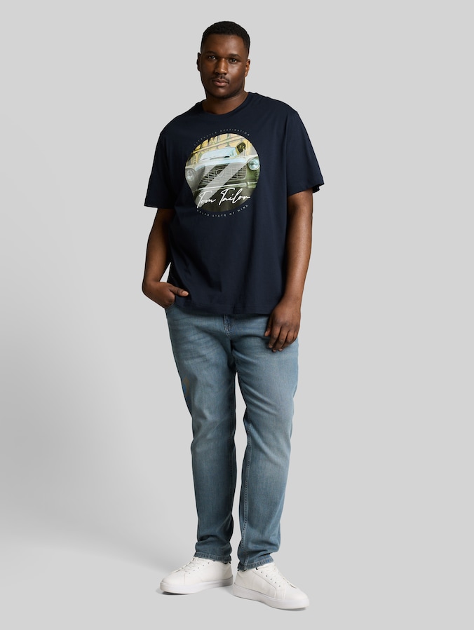Plus - T-shirt met fotoprint door Men Plus Size, sky captain blue