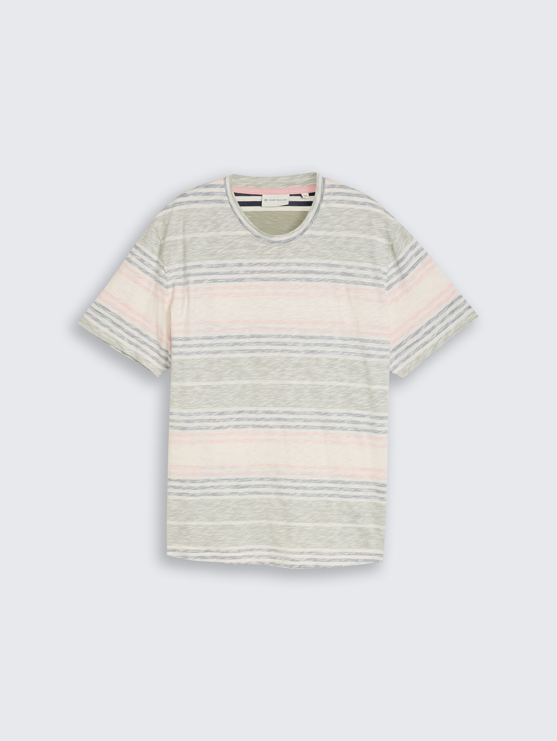 Plus Size - T-shirt met inside-out streepjesmotief - rose teal multi color stripe - Product vooraanzicht