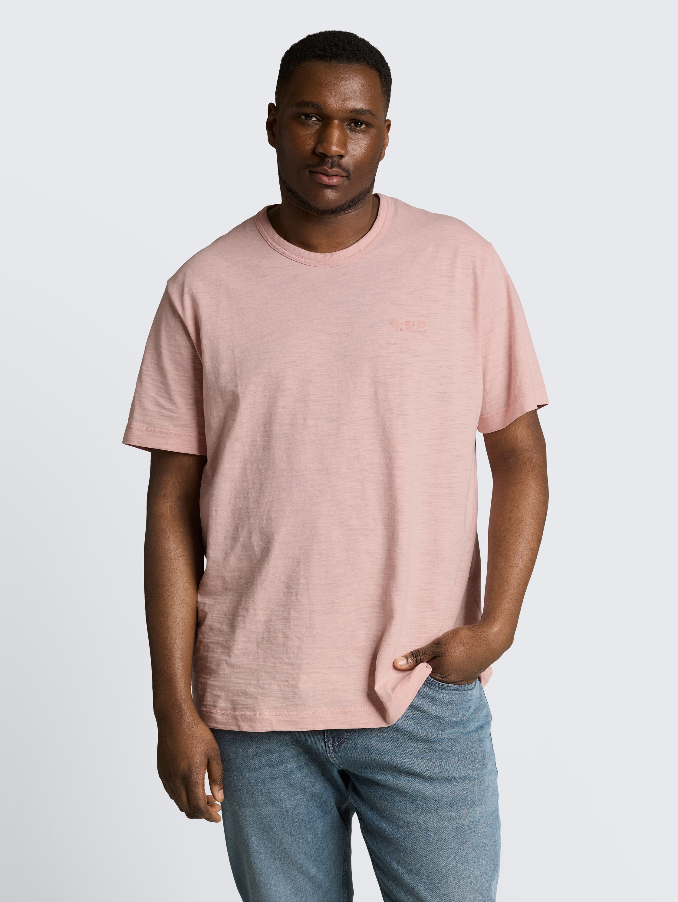 Plus Size - T-shirt in gemêleerde look - twinkle_pink_1 - 