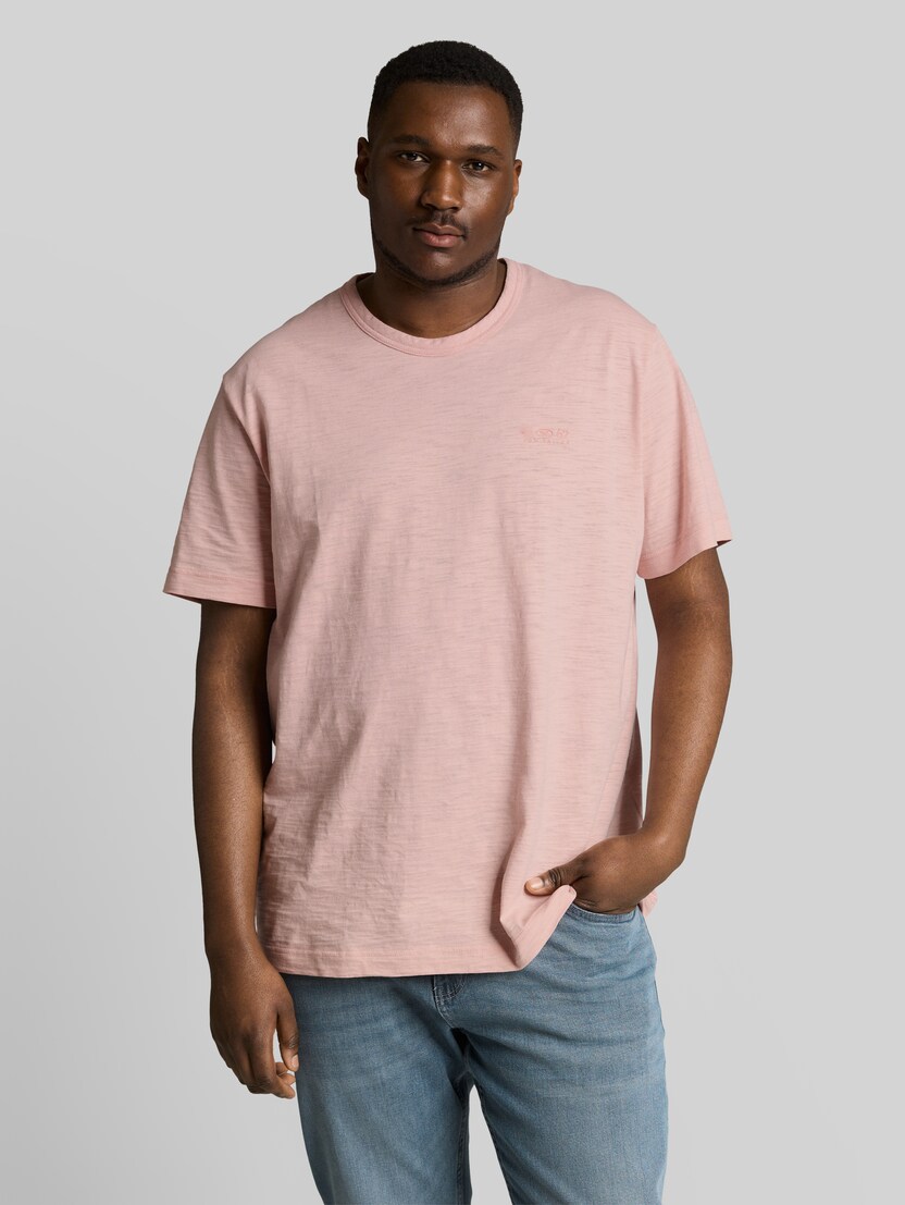 Plus Size - T-shirt in gemêleerde look door Men Plus Size, Twinkle Pink