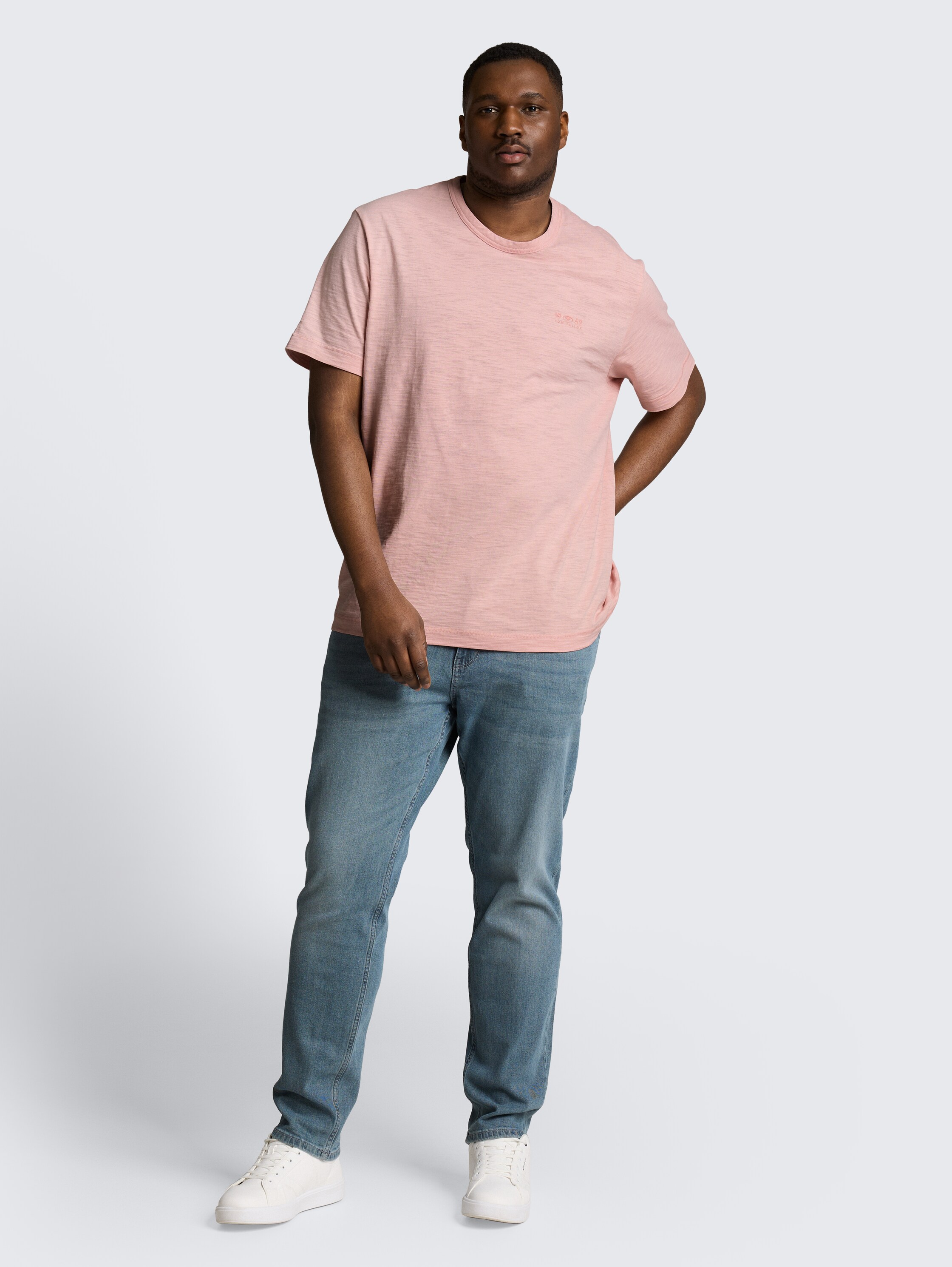 Plus Size - T-shirt in gemêleerde look - twinkle_pink_1 - 