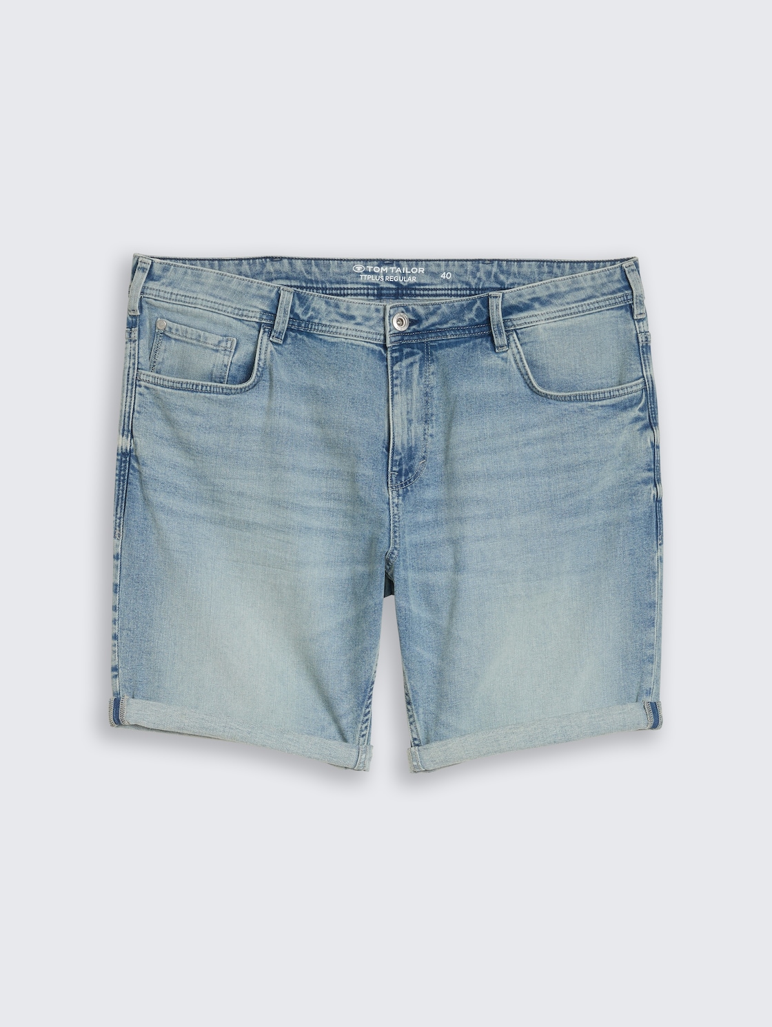 Plus Size - Regular Jeans Shorts - Light Stone Blue Denim - Vorder-Produkt-Ansicht