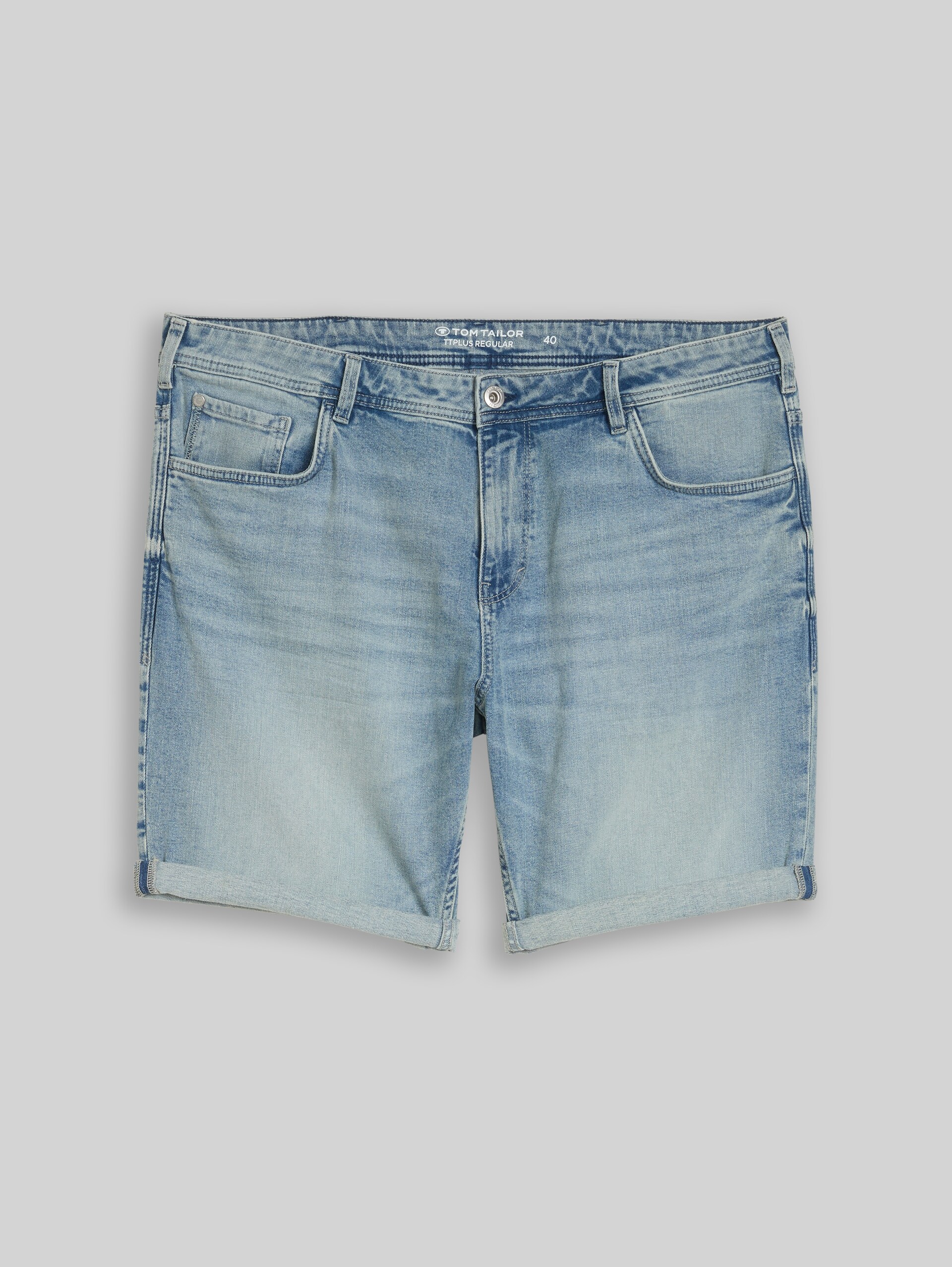 Plus Size - Regular jeansshort - Light Stone Blue Denim - Product vooraanzicht