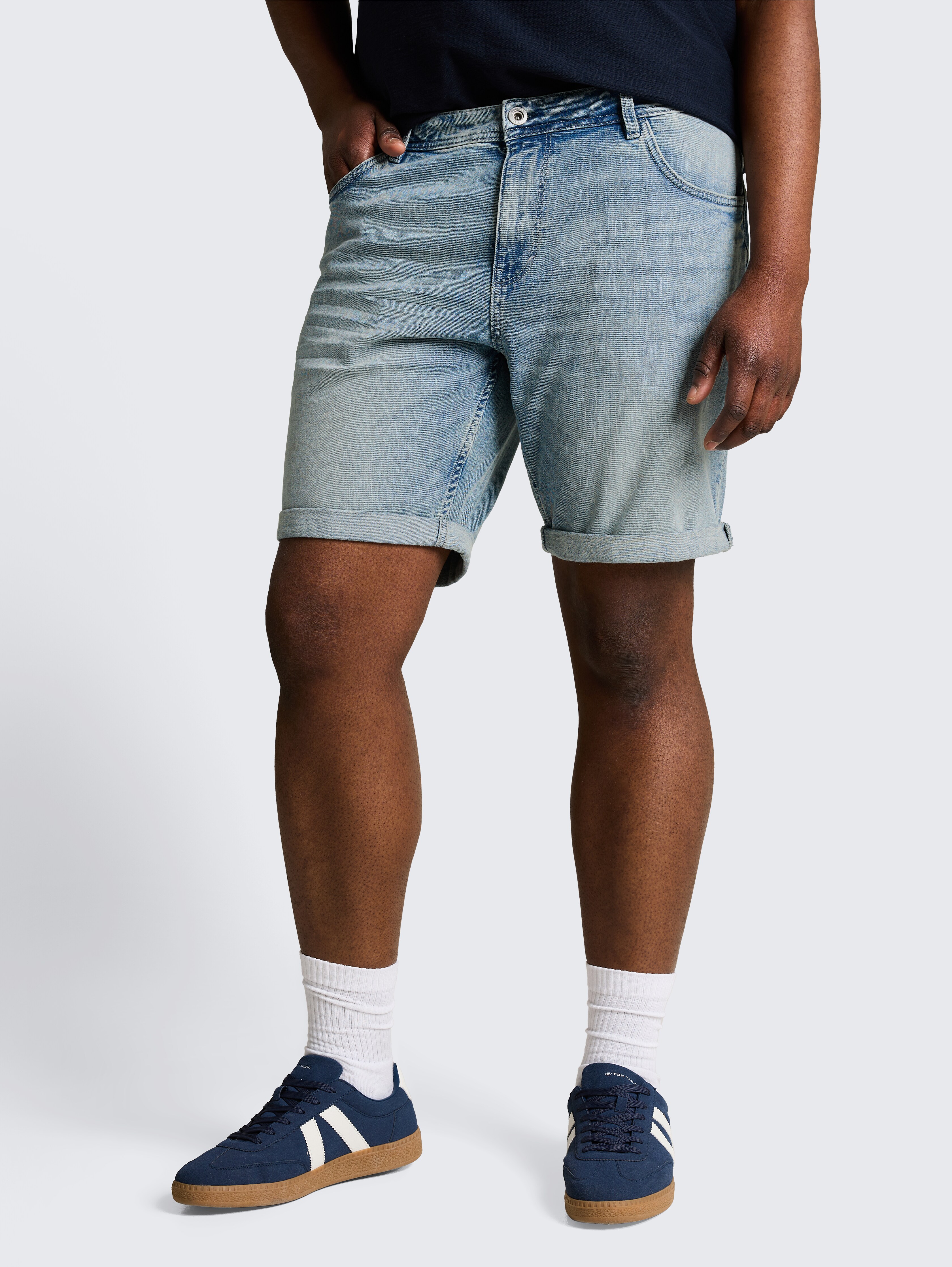 Plus Size - Regular Jeans Shorts von Men Plus Size, Light Stone Blue Denim