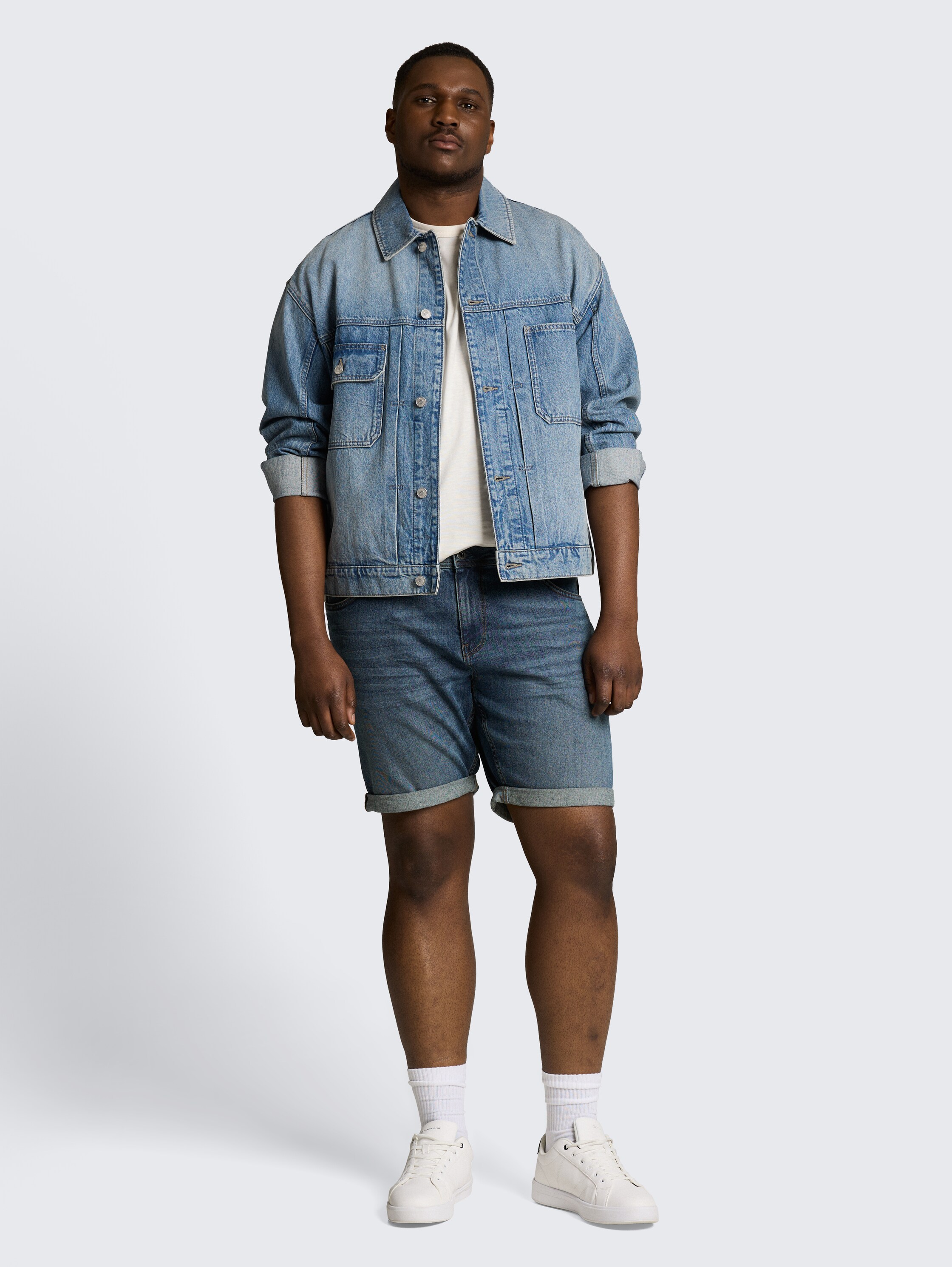 Plus Size - Regular jeansshort - mid_stone_wash_denim - 