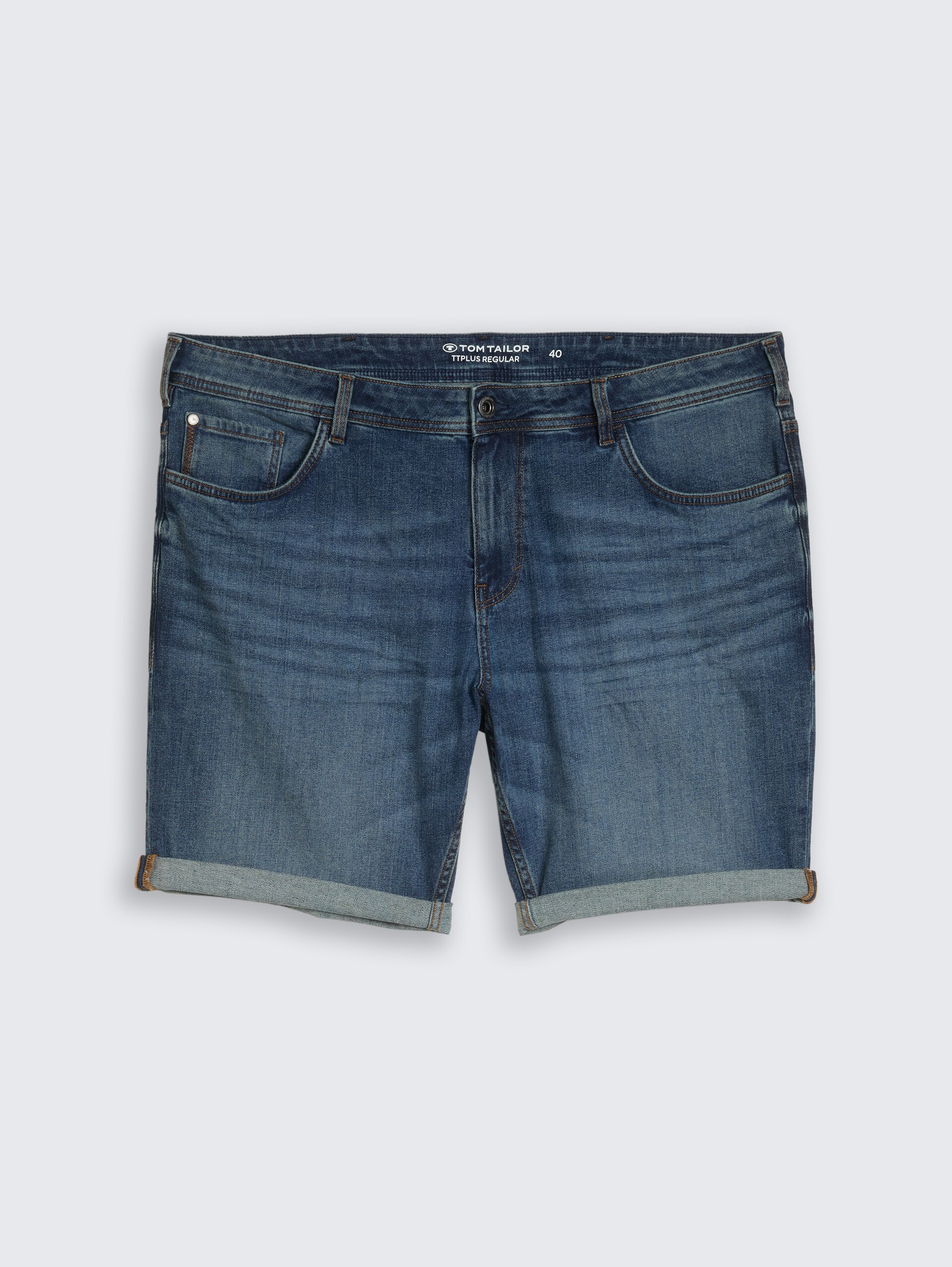 Plus Size - Regular jeansshort - mid stone wash denim - Product vooraanzicht