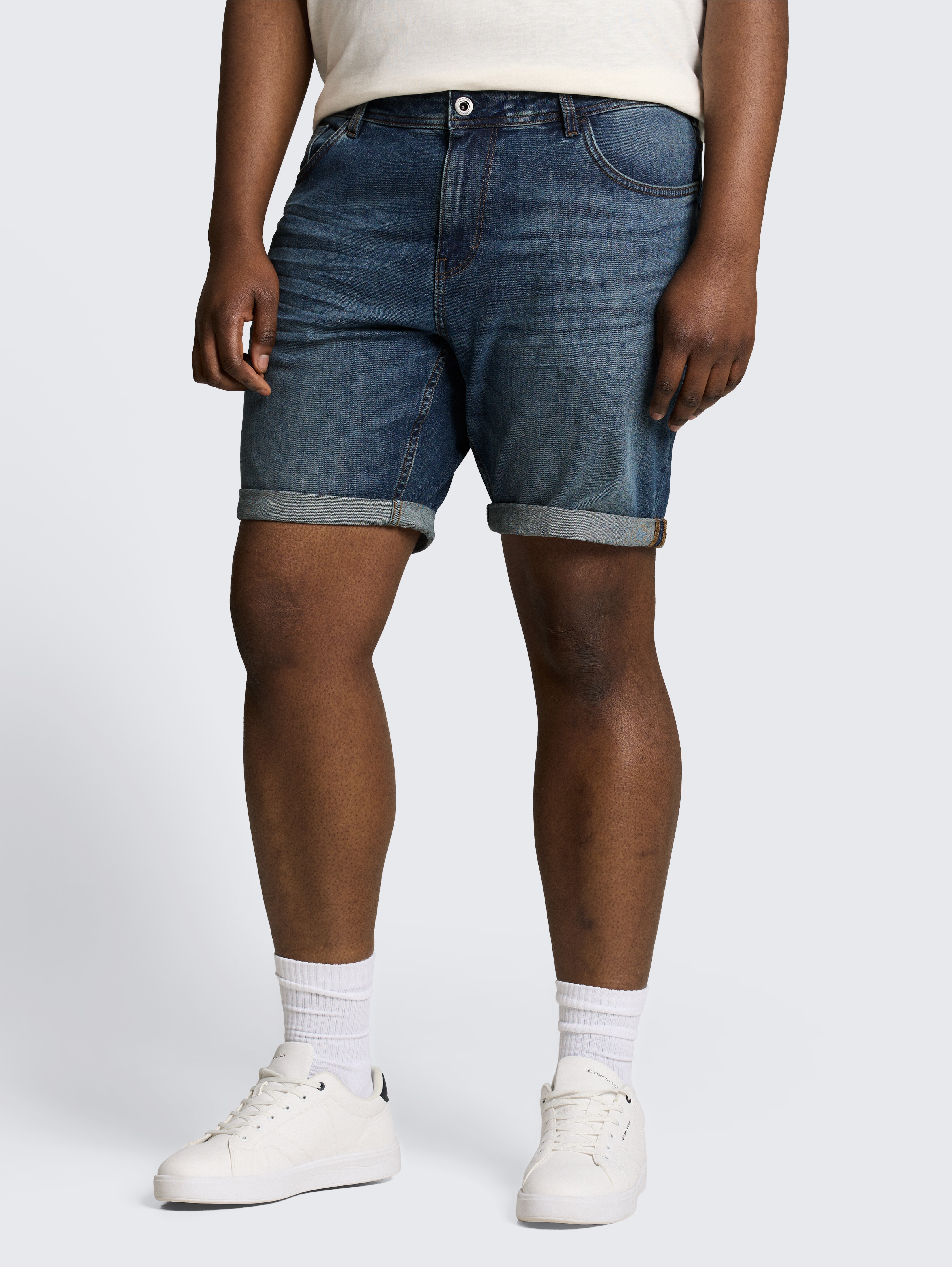 Plus Size - Regular Jeans Shorts von Men Plus Size, mid stone wash denim